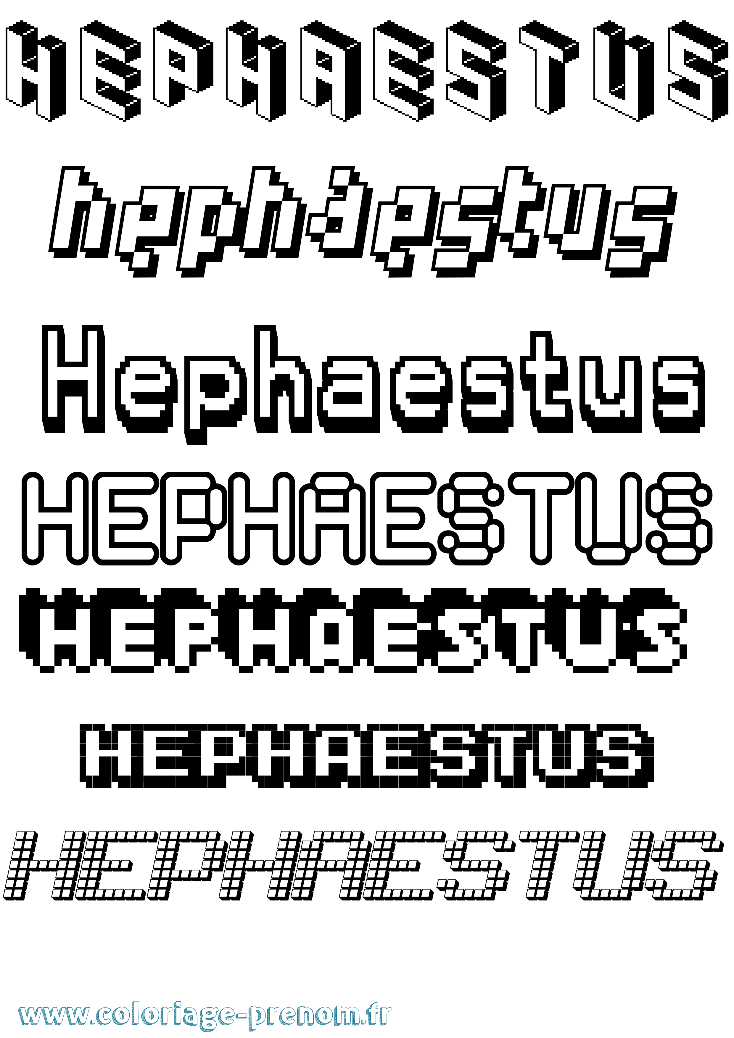 Coloriage Hephaestus Pixel Coloriage prénom Hephaestus Pixel