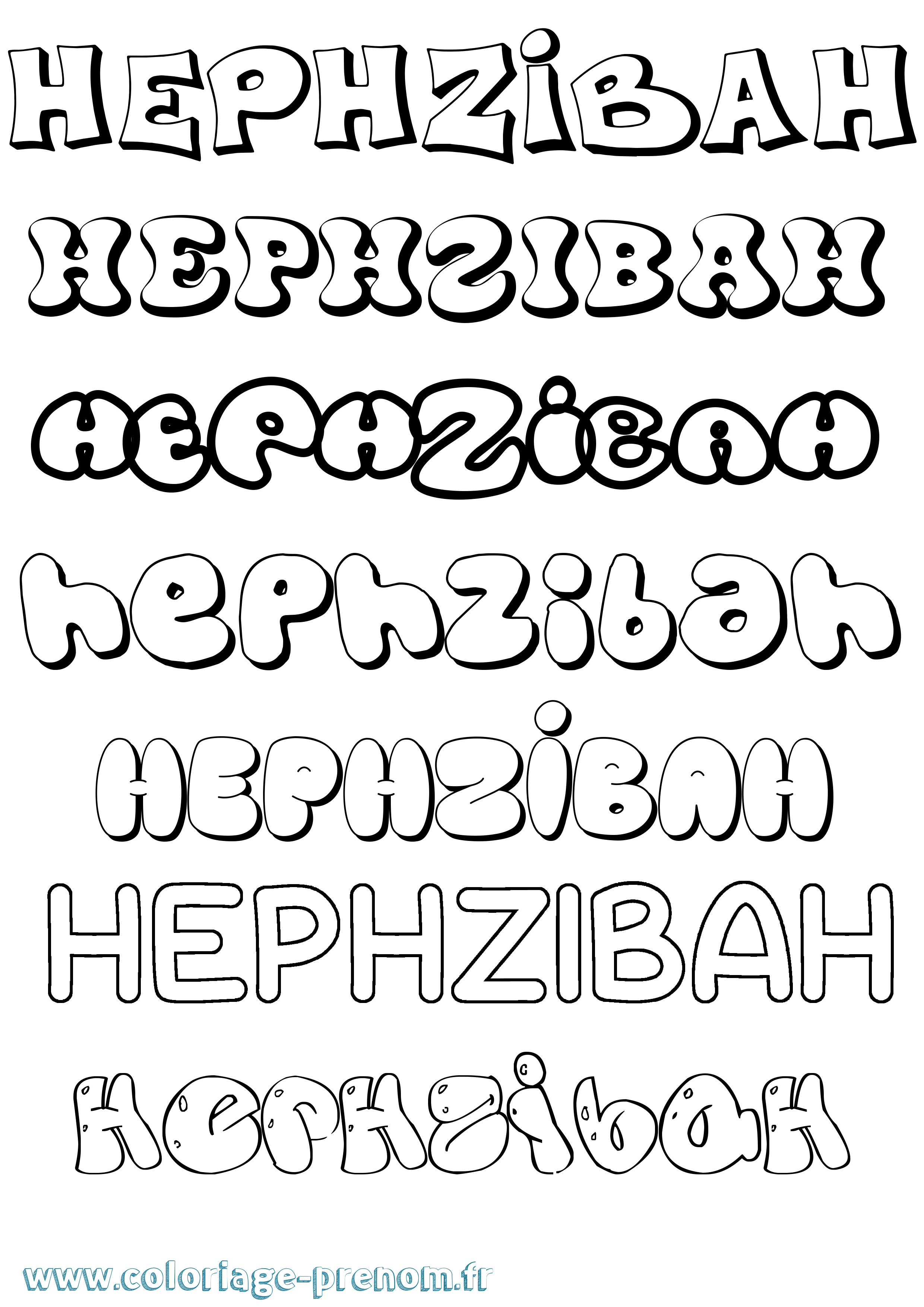 Coloriage Hephzibah Bubble Coloriage prénom Hephzibah Bubble