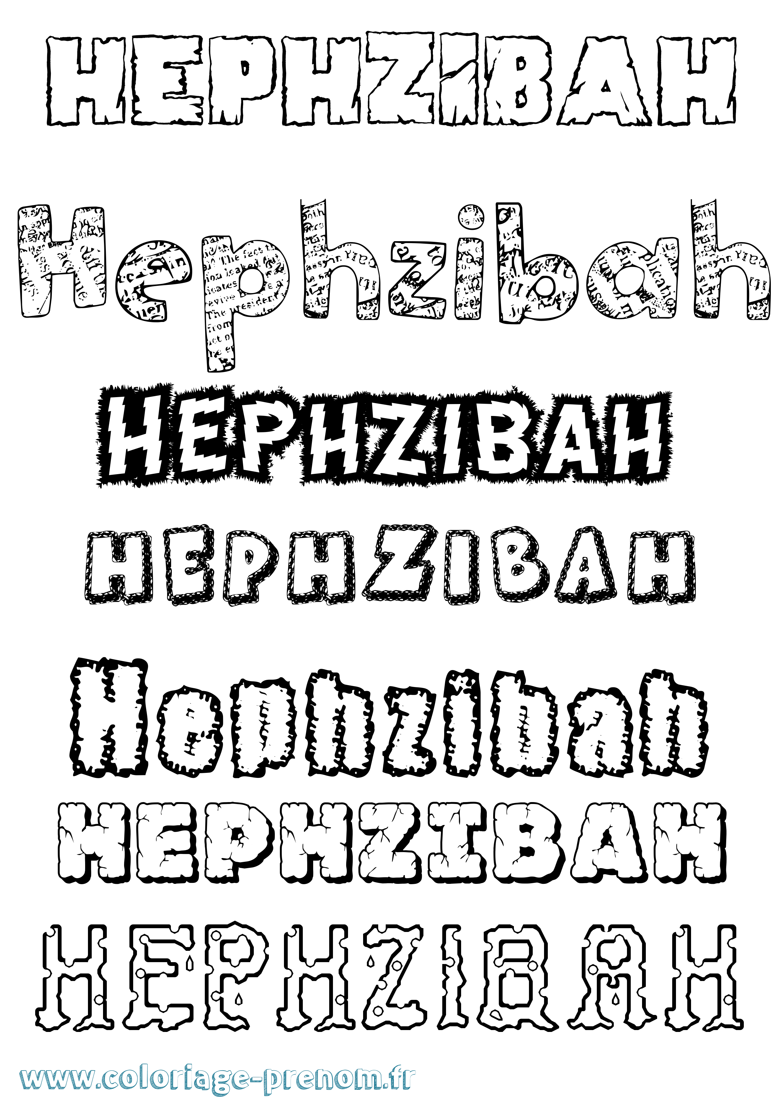 Coloriage Hephzibah Destructuré Coloriage prénom Hephzibah Destructuré