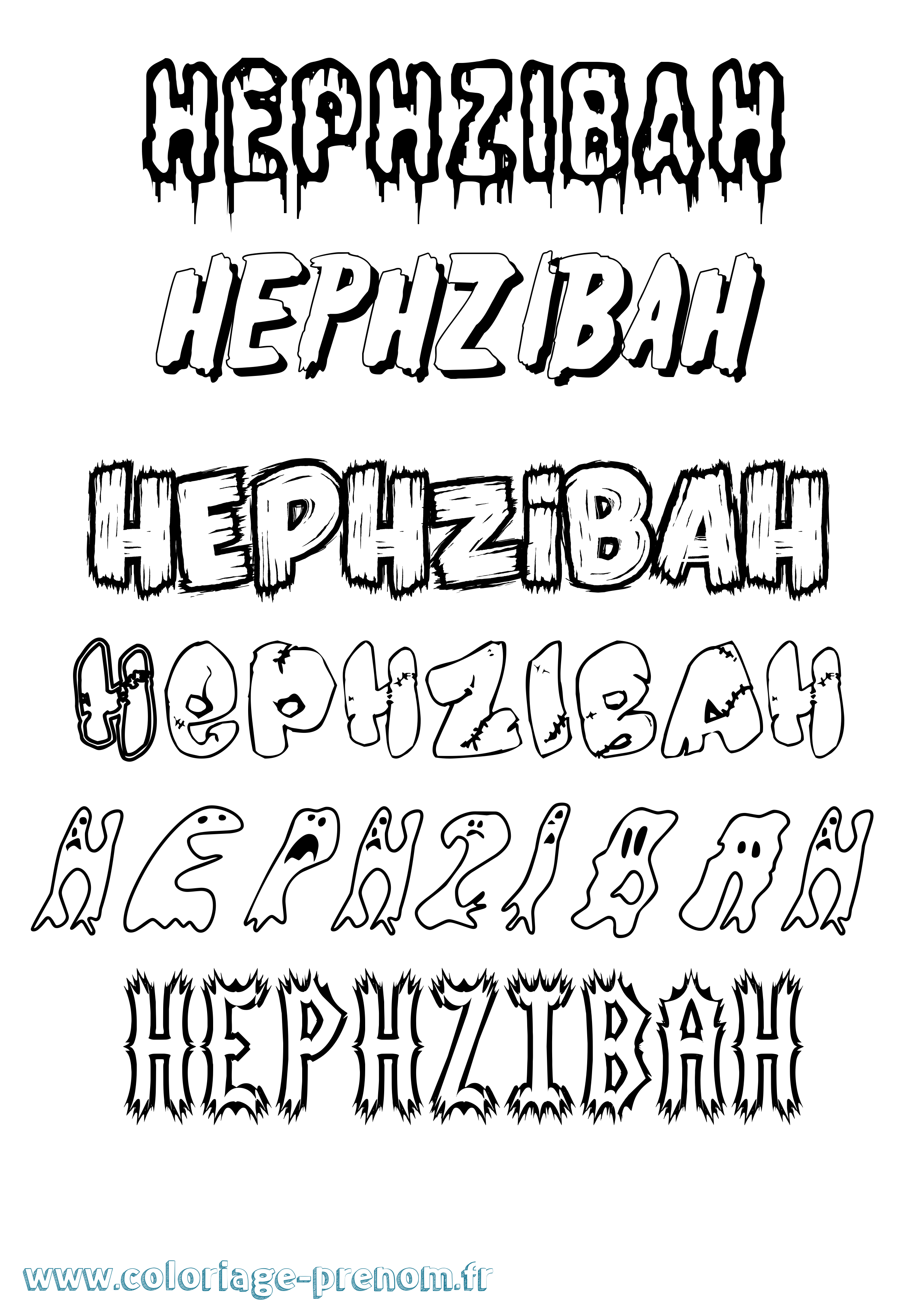 Coloriage Hephzibah Frisson Coloriage prénom Hephzibah Frisson