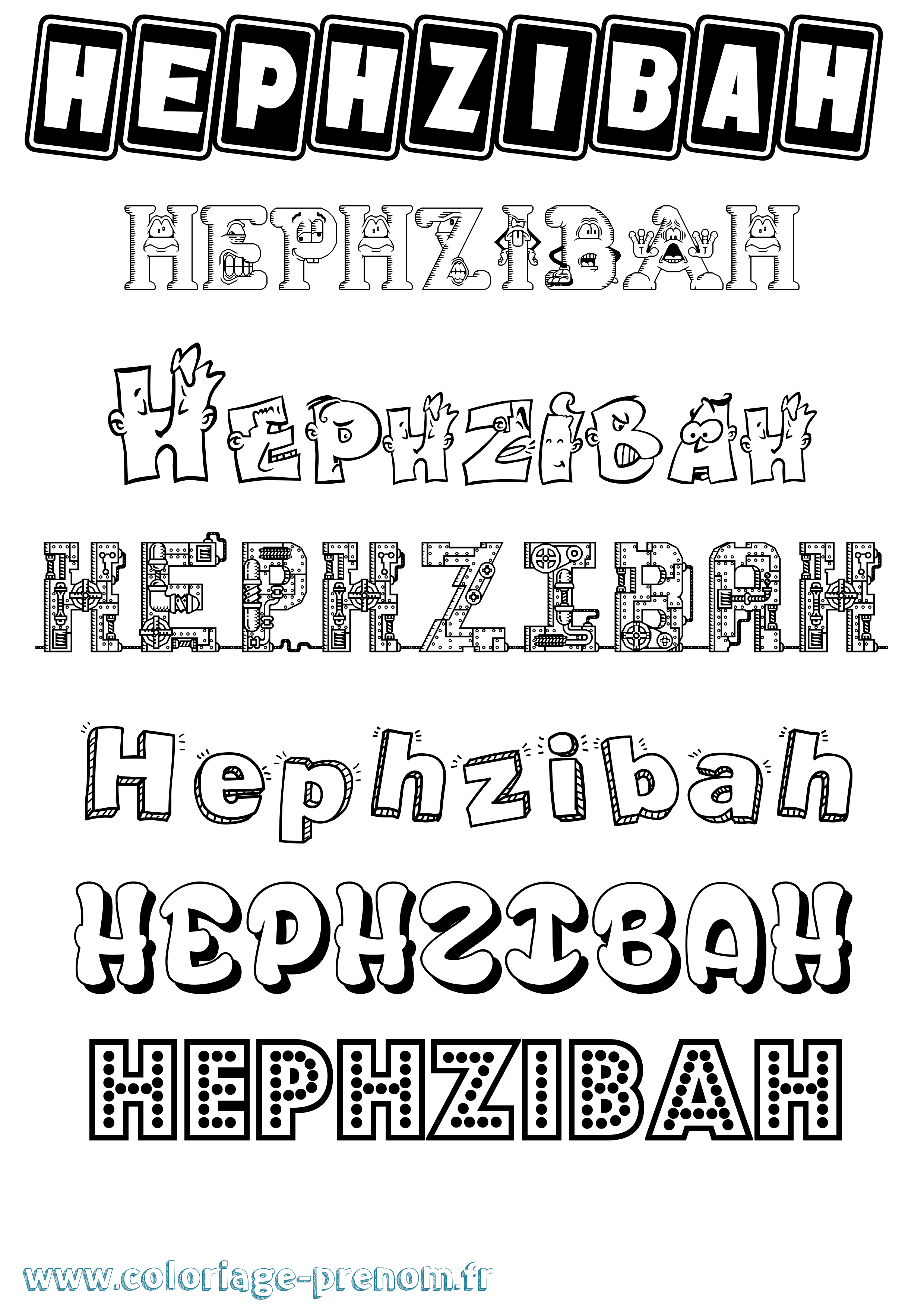 Coloriage Hephzibah Fun Coloriage prénom Hephzibah Fun