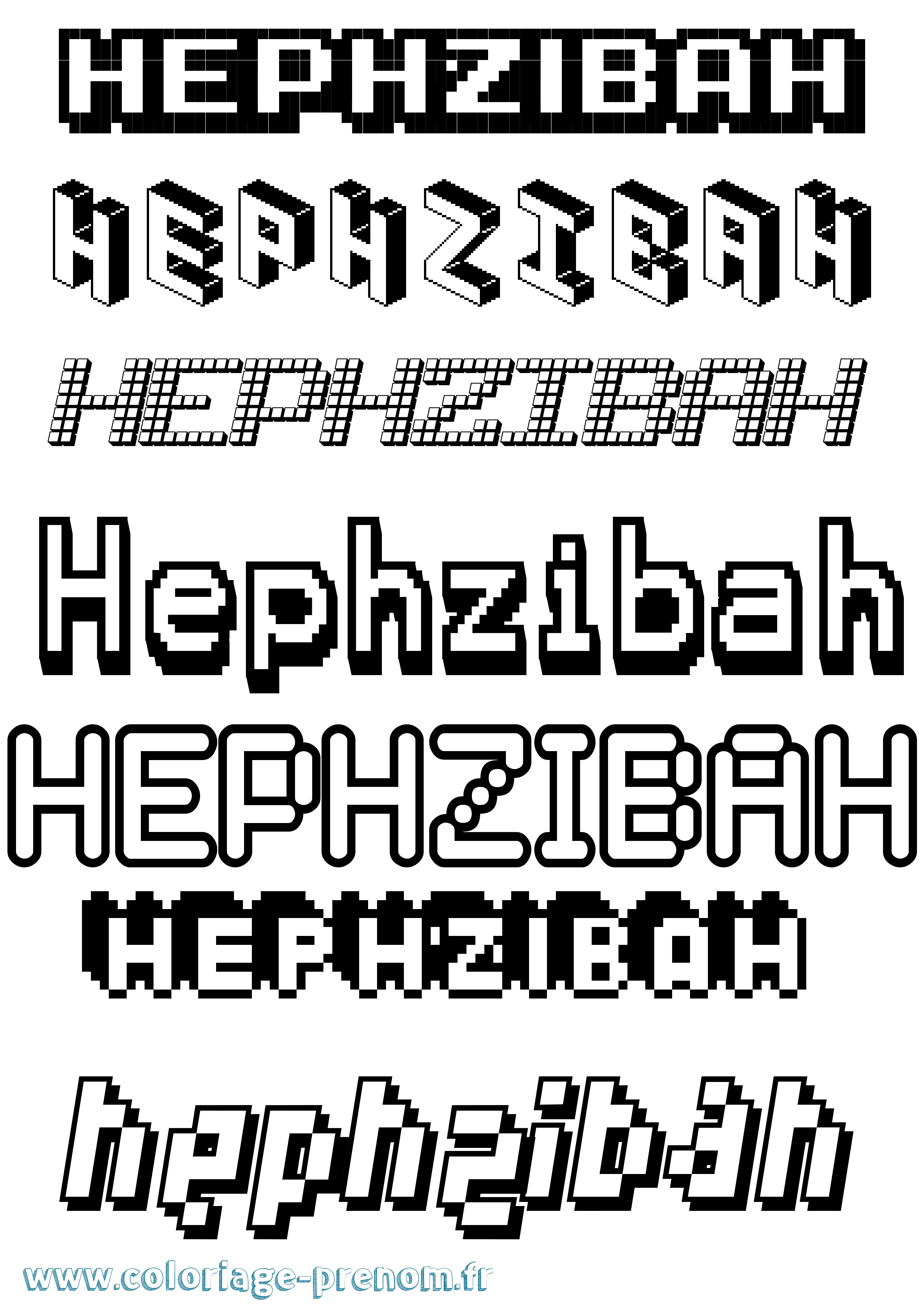 Coloriage Hephzibah Pixel Coloriage prénom Hephzibah Pixel