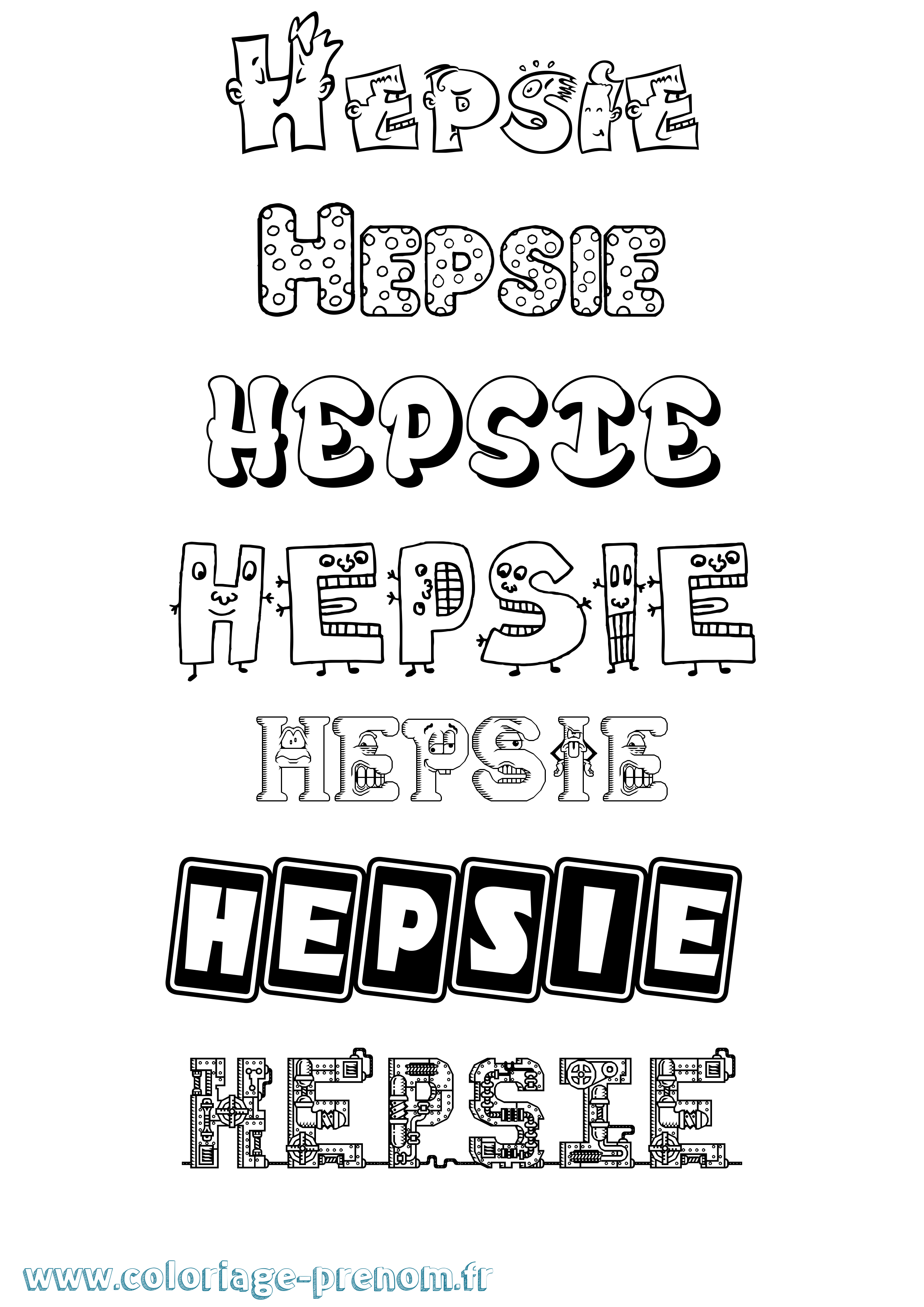 Coloriage Hepsie Fun Coloriage prénom Hepsie Fun