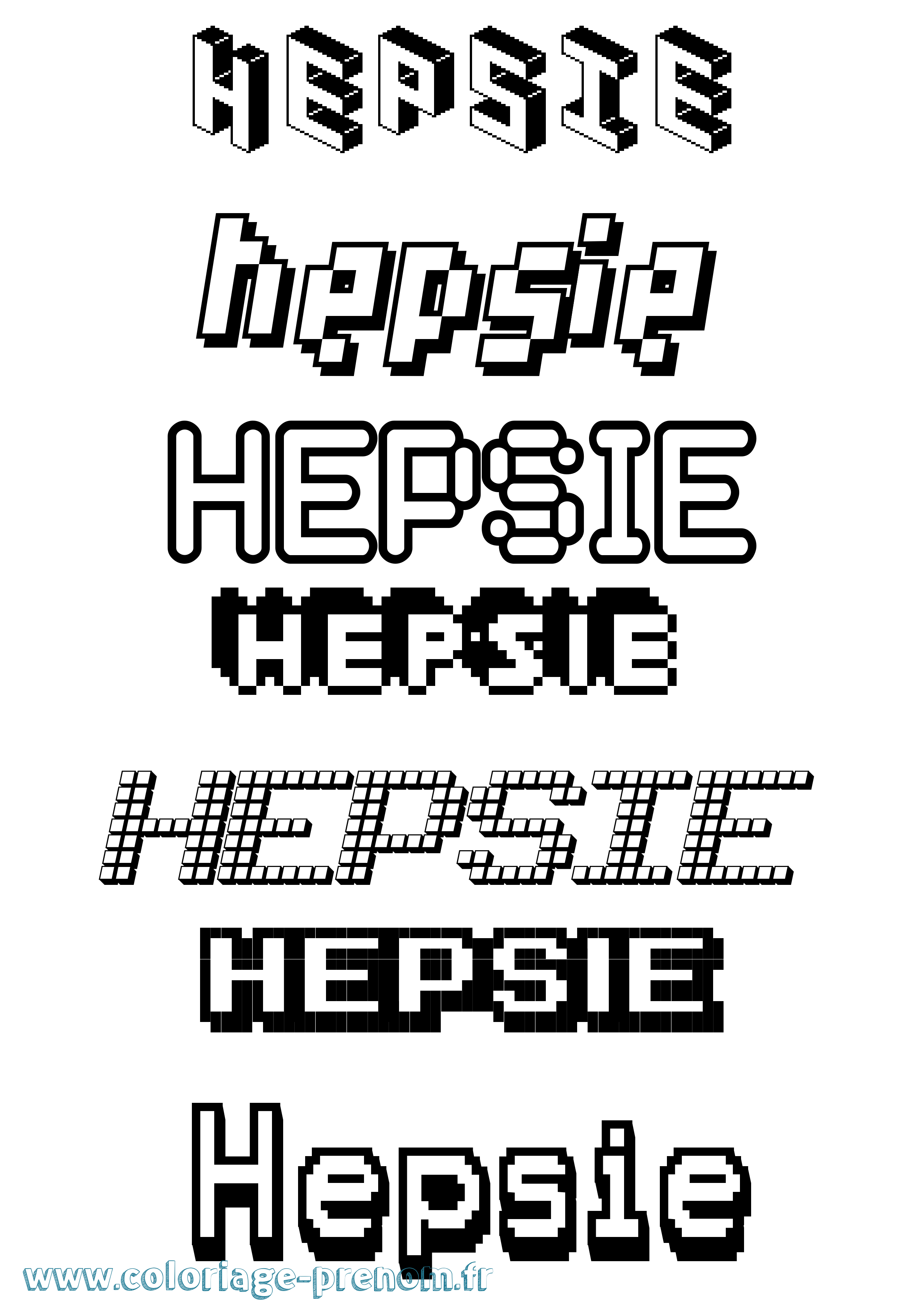 Coloriage Hepsie Pixel Coloriage prénom Hepsie Pixel