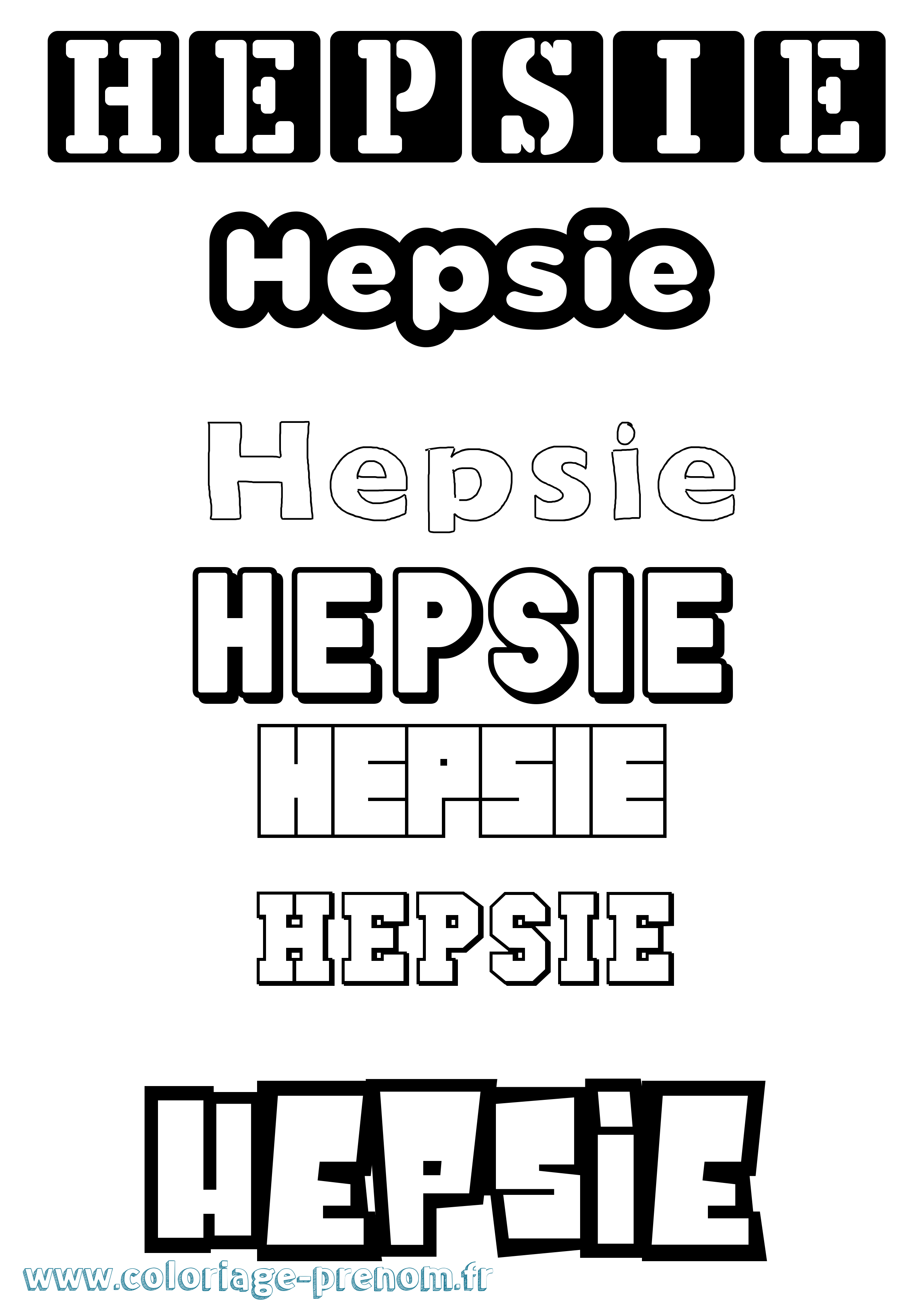 Coloriage Hepsie Simple Coloriage prénom Hepsie Simple