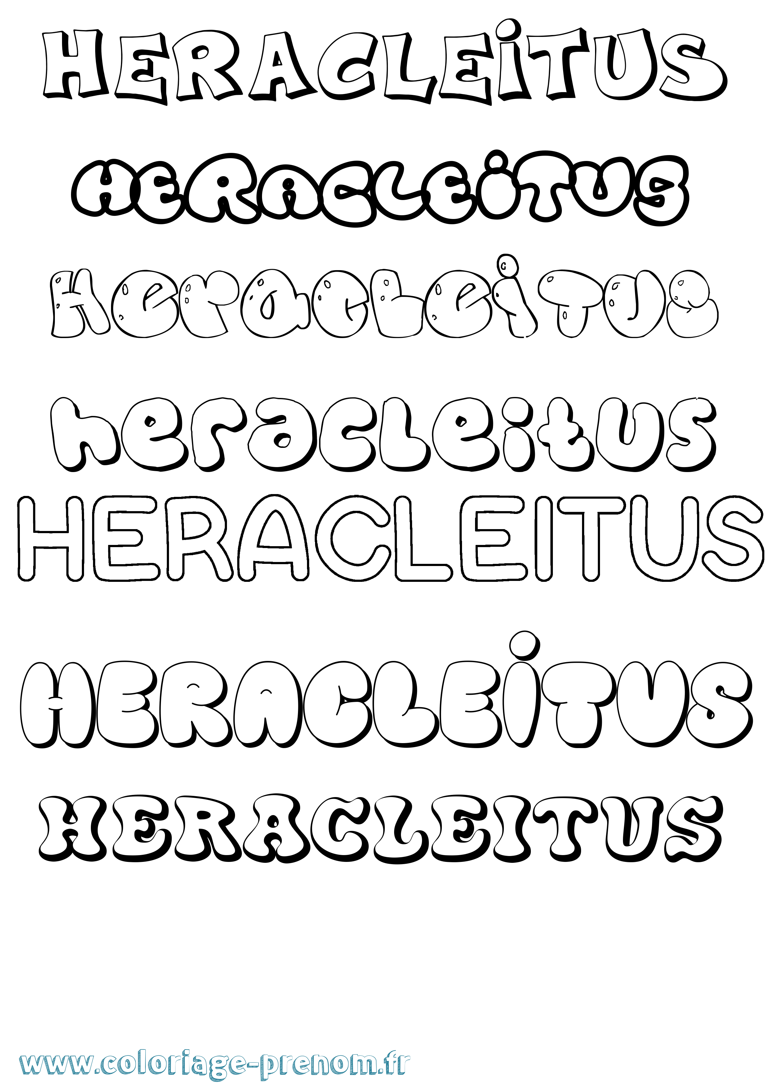 Coloriage Heracleitus Bubble Coloriage prénom Heracleitus Bubble