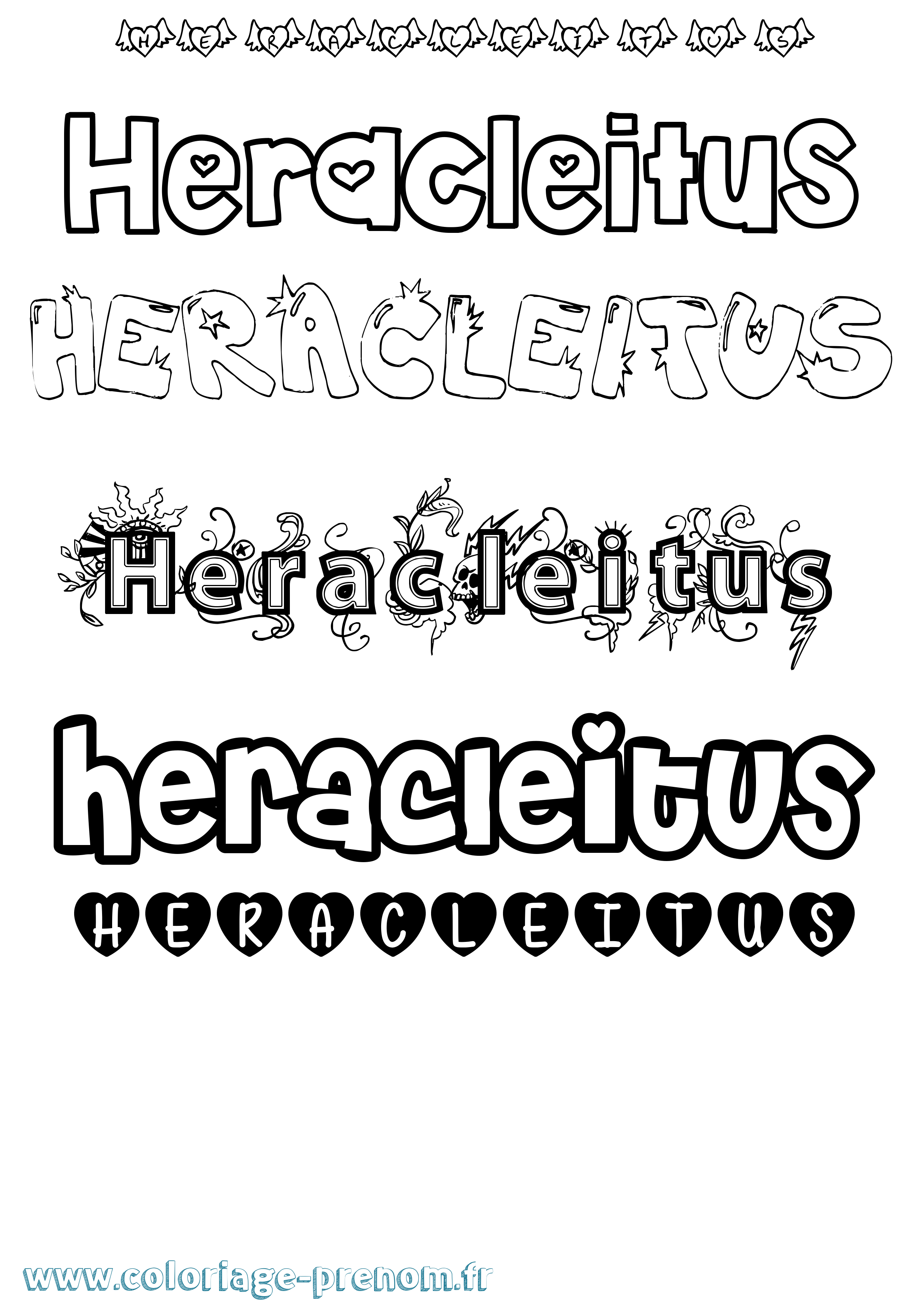 Coloriage Heracleitus Girly Coloriage prénom Heracleitus Girly
