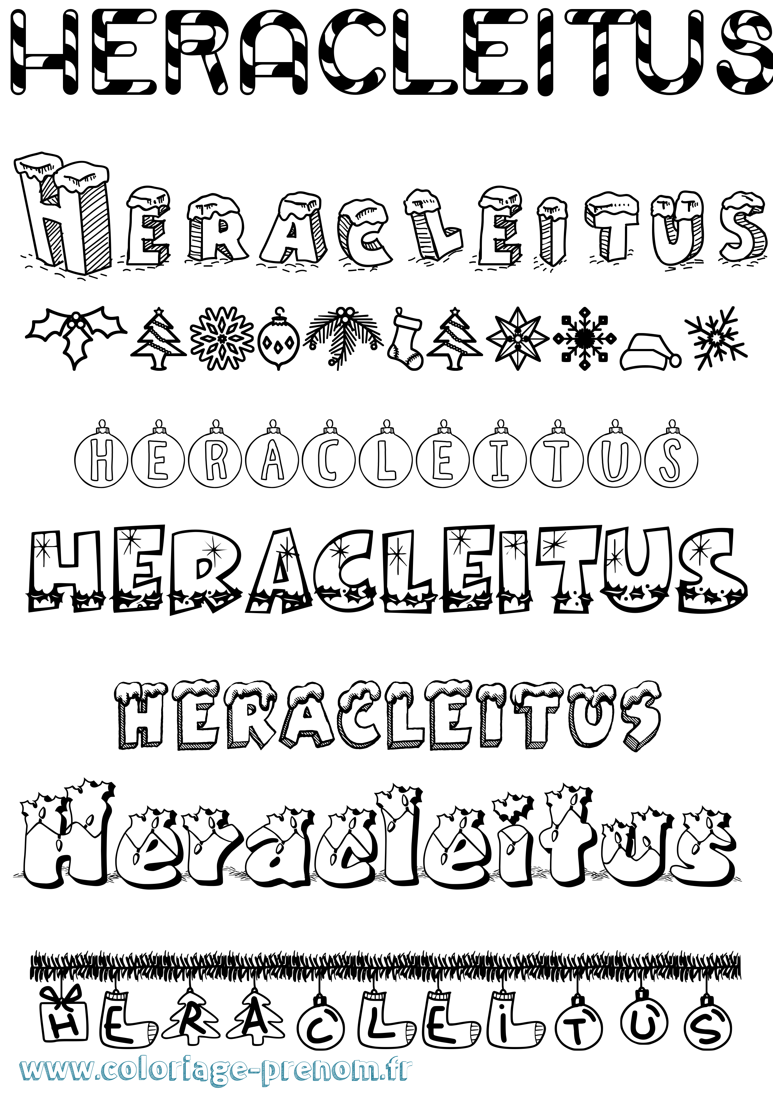 Coloriage Heracleitus Noël Coloriage prénom Heracleitus Noël