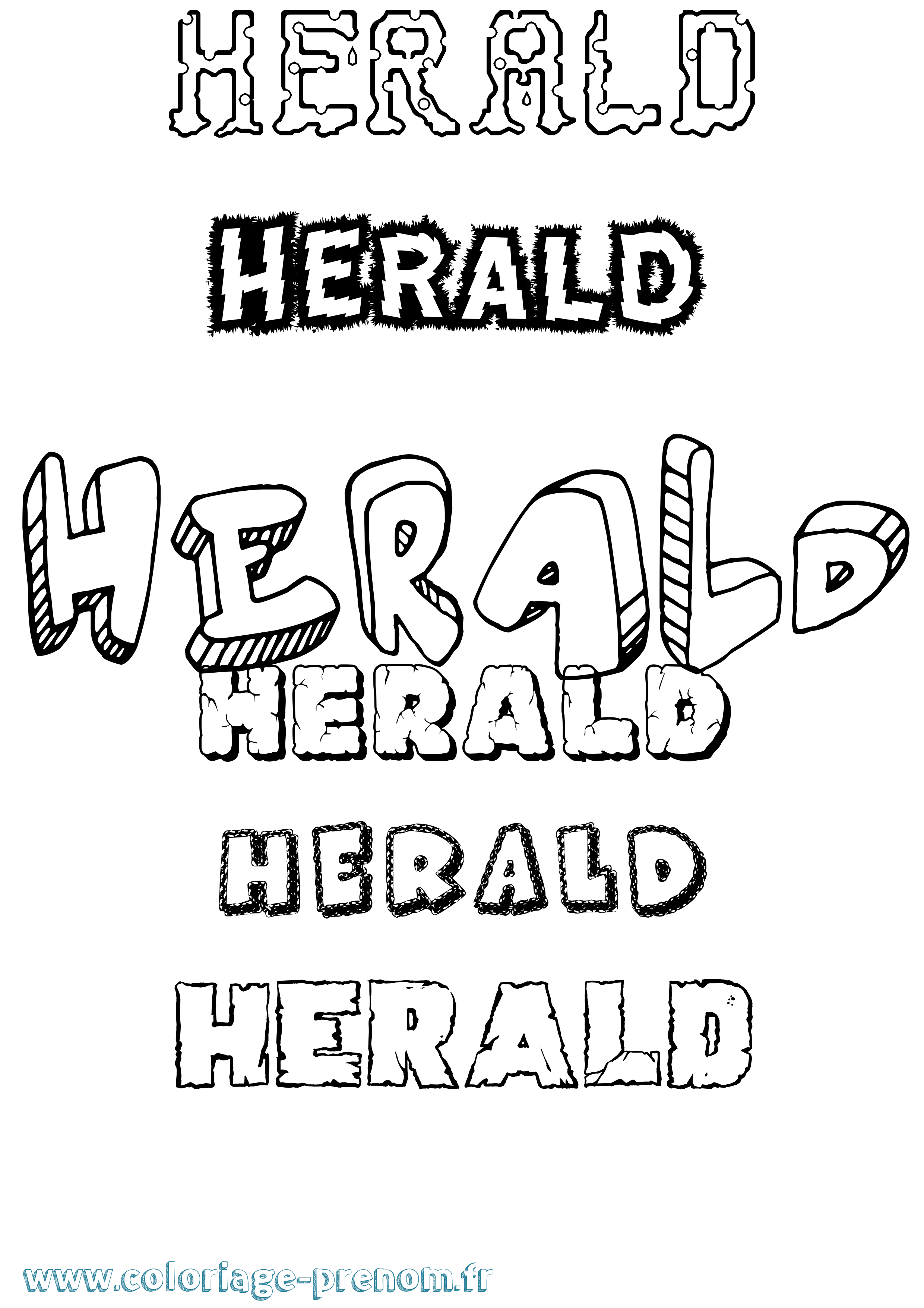 Coloriage Herald Destructuré Coloriage prénom Herald Destructuré