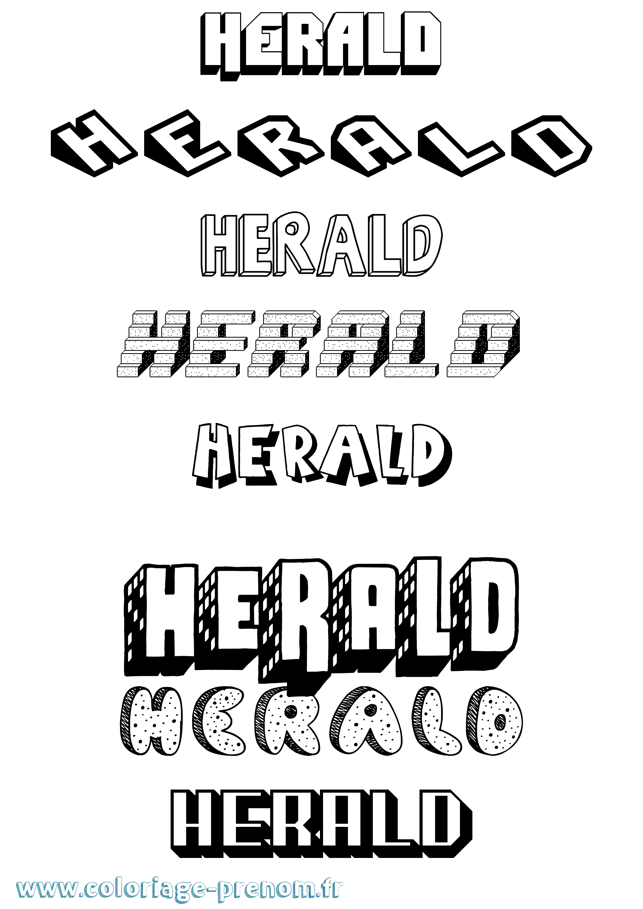 Coloriage Herald Effet 3D Coloriage prénom Herald Effet 3D