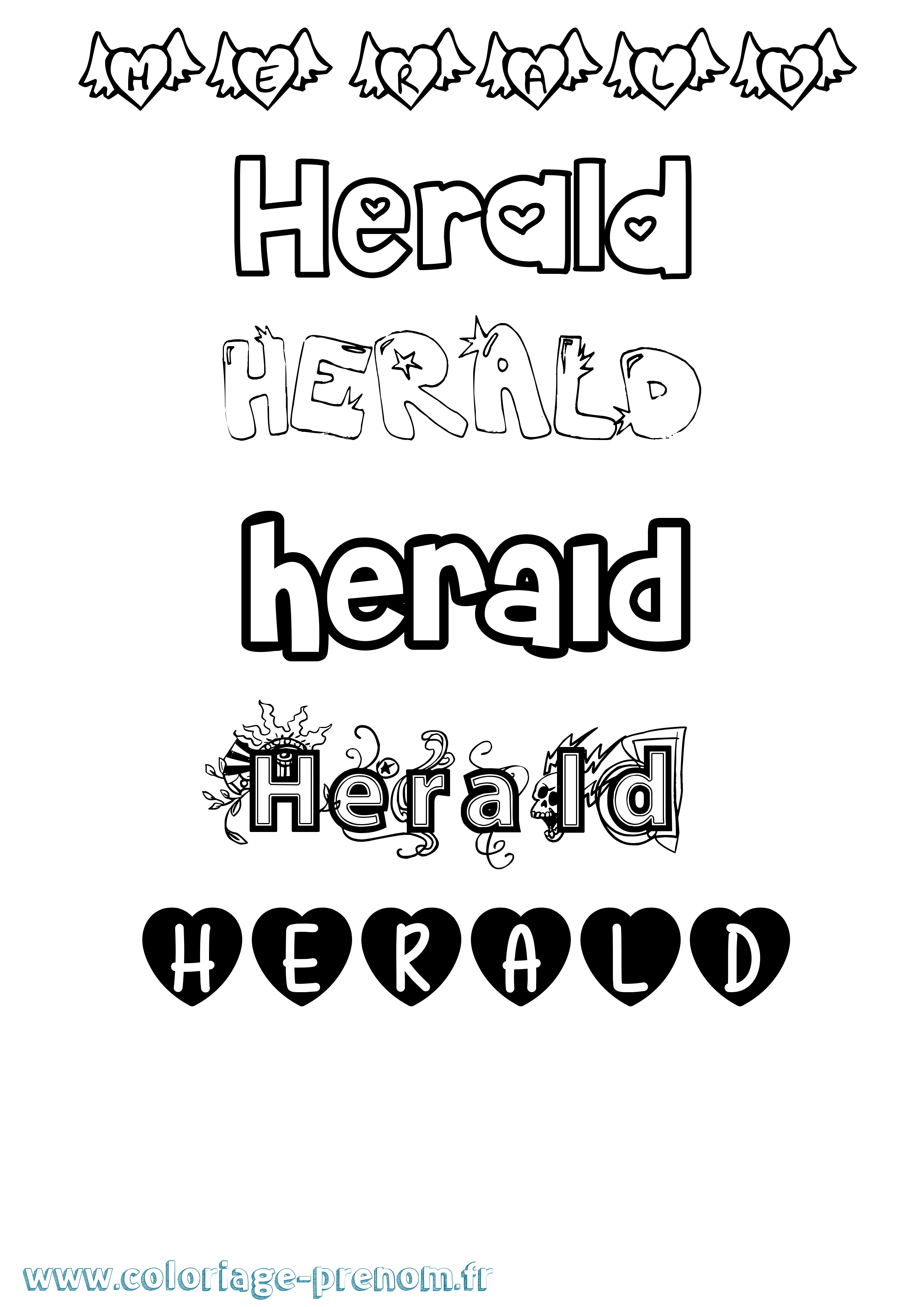 Coloriage Herald Girly Coloriage prénom Herald Girly
