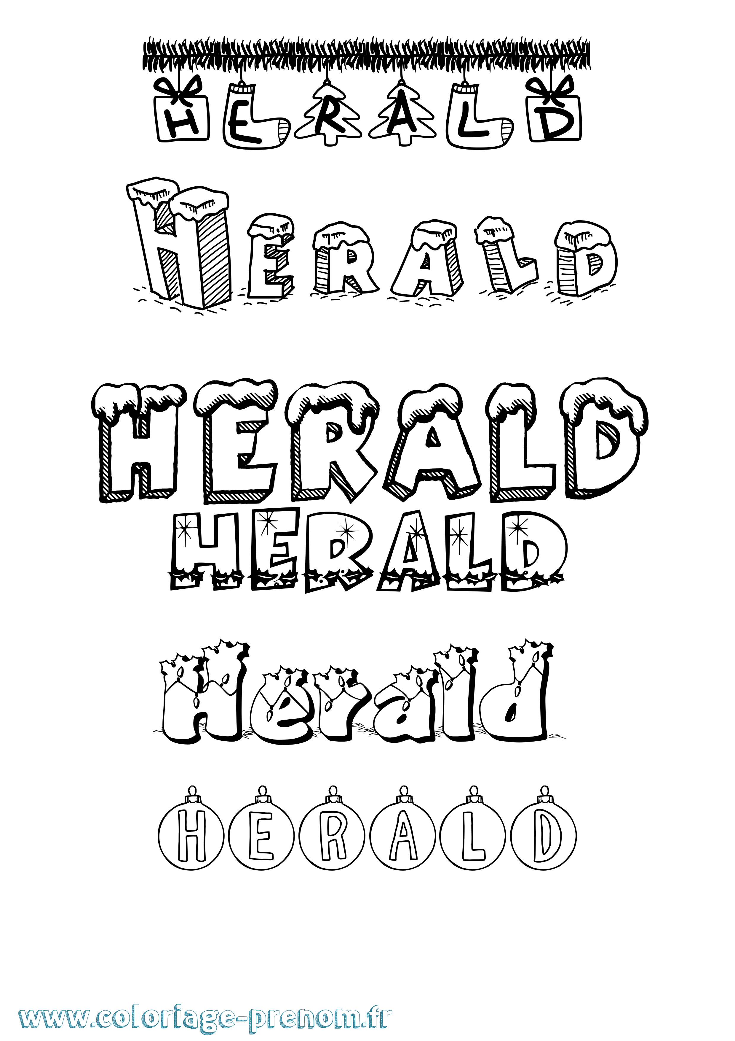 Coloriage Herald Noël Coloriage prénom Herald Noël