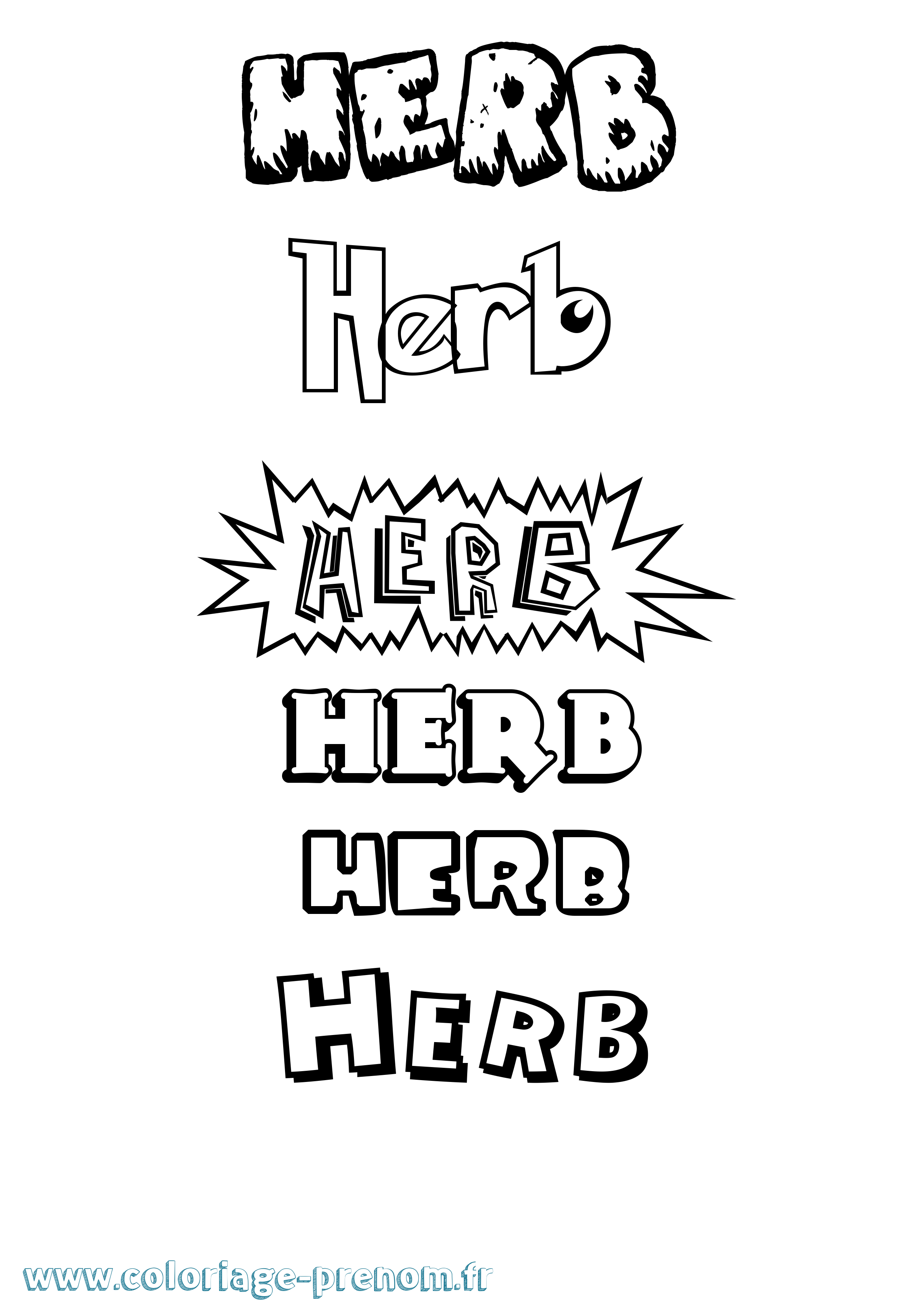 Coloriage Herb Dessin Animé Coloriage prénom Herb Dessin Animé