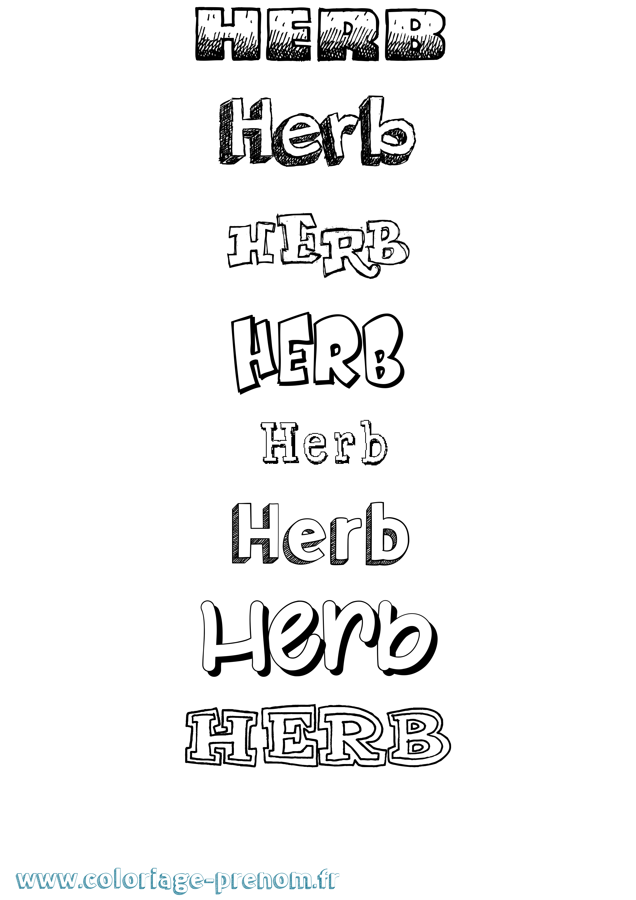 Coloriage Herb Dessiné Coloriage prénom Herb Dessiné