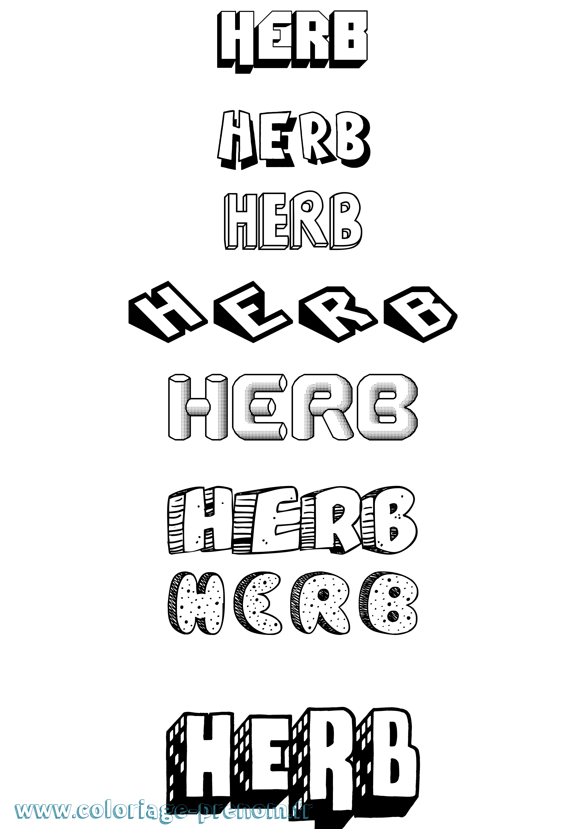 Coloriage Herb Effet 3D Coloriage prénom Herb Effet 3D