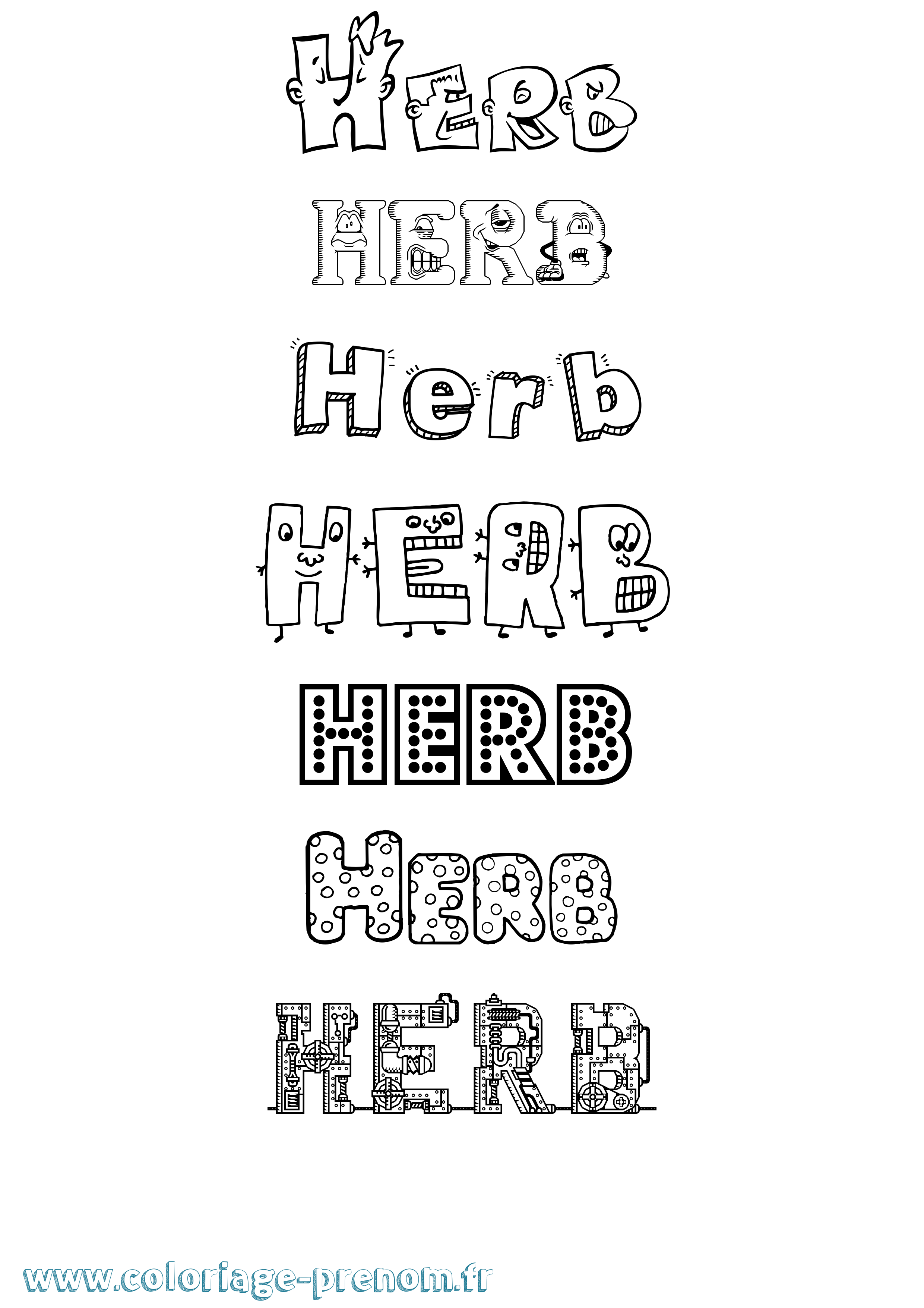 Coloriage Herb Fun Coloriage prénom Herb Fun