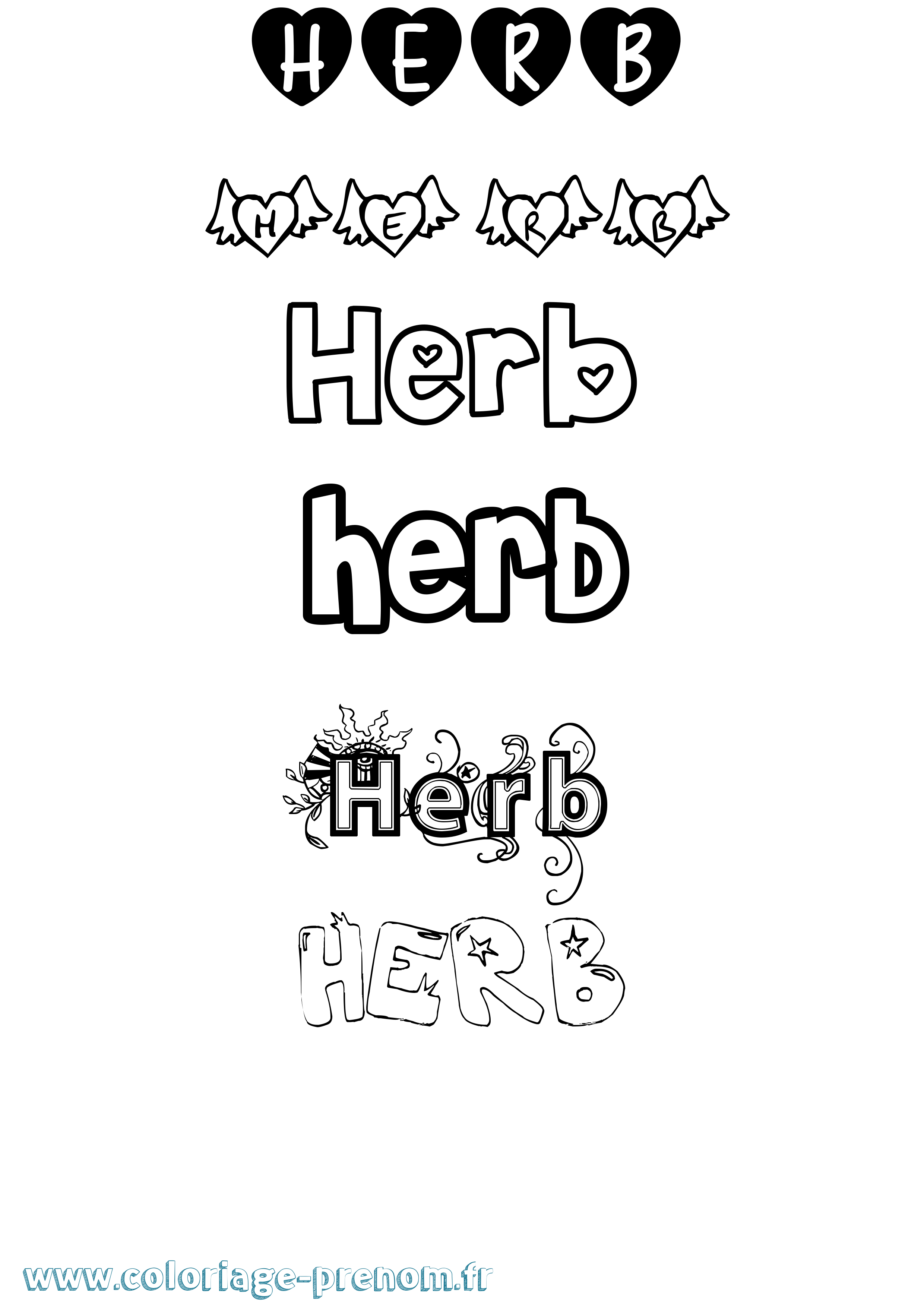 Coloriage Herb Girly Coloriage prénom Herb Girly