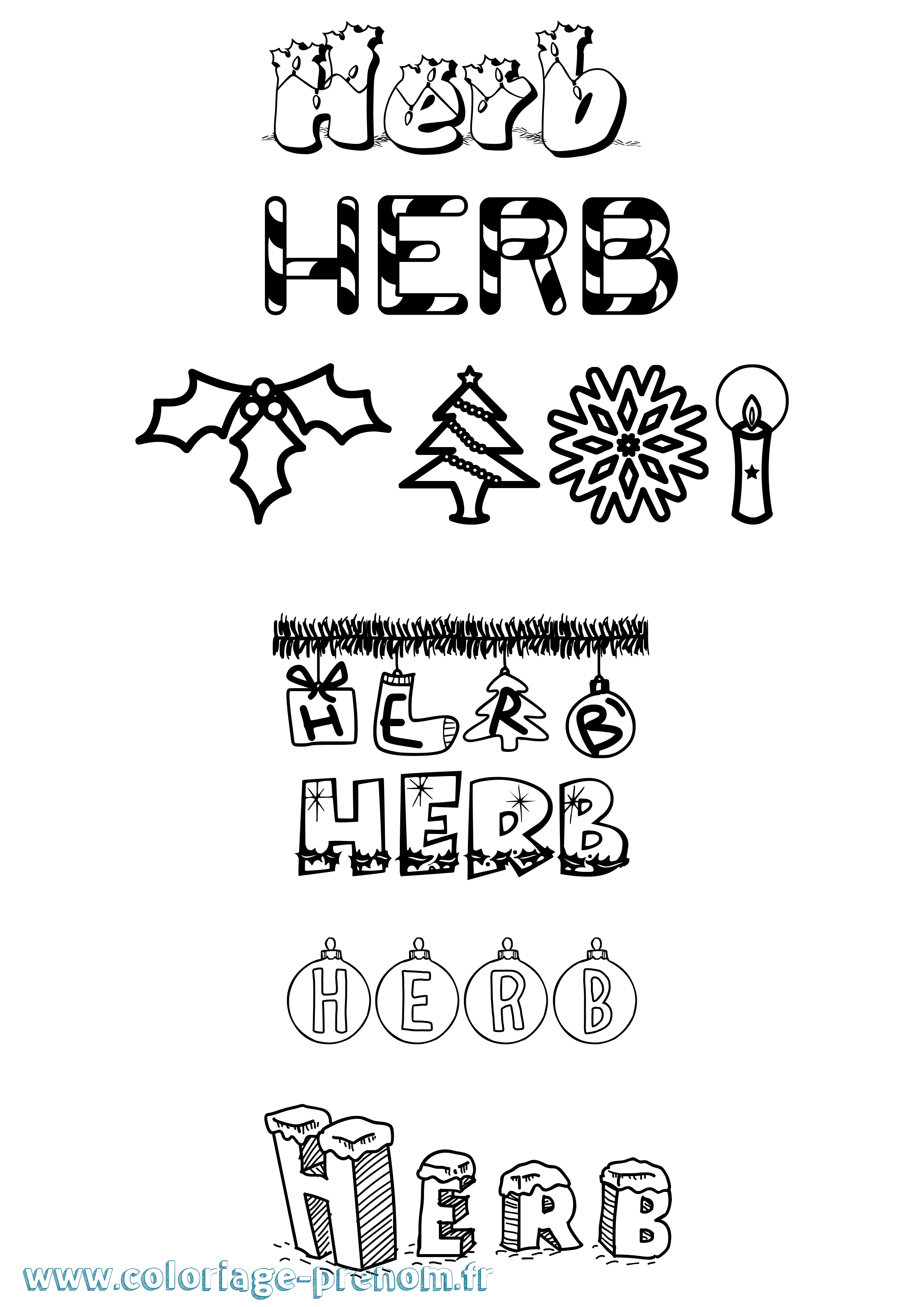 Coloriage Herb Noël Coloriage prénom Herb Noël