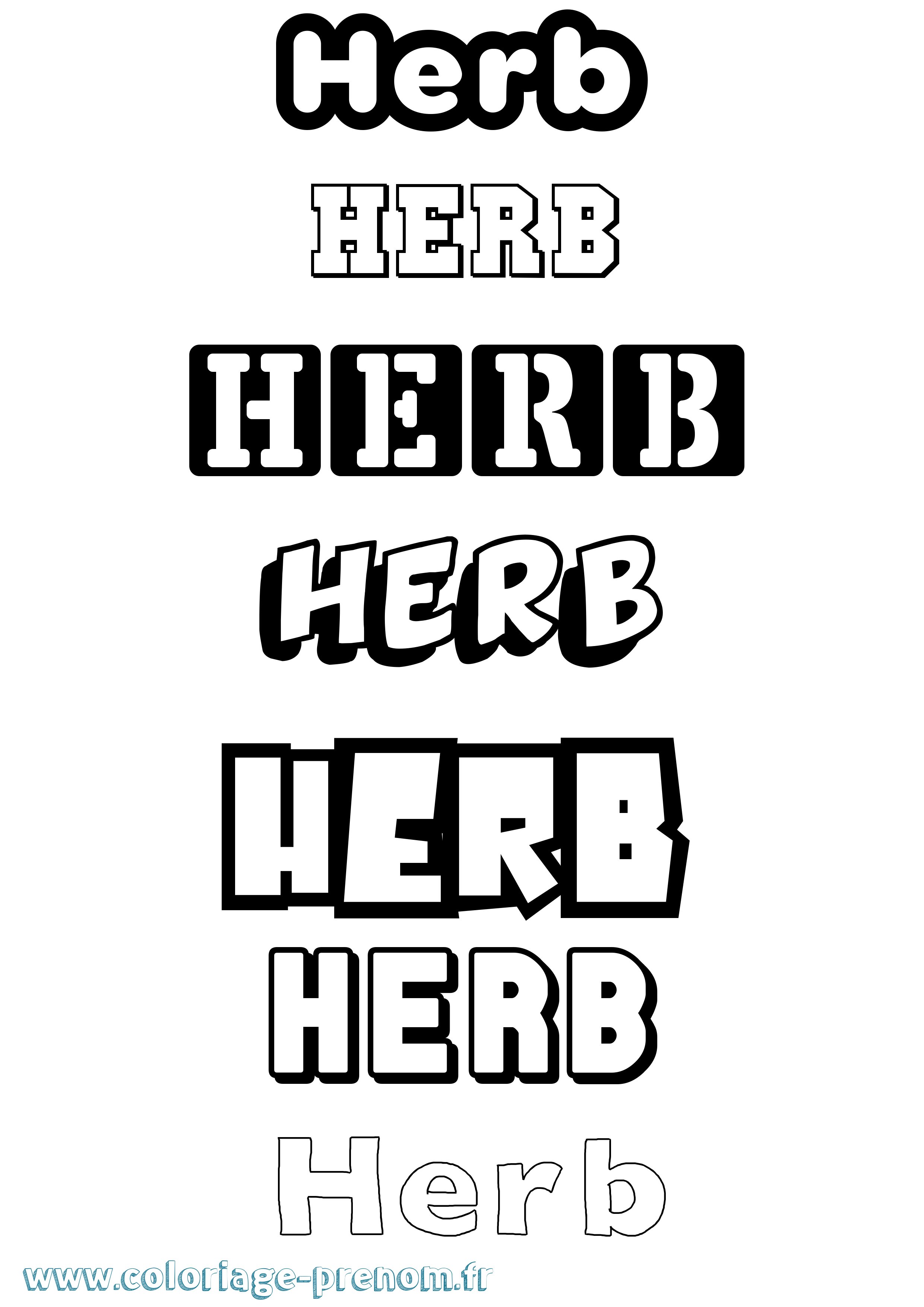 Coloriage Herb Simple Coloriage prénom Herb Simple