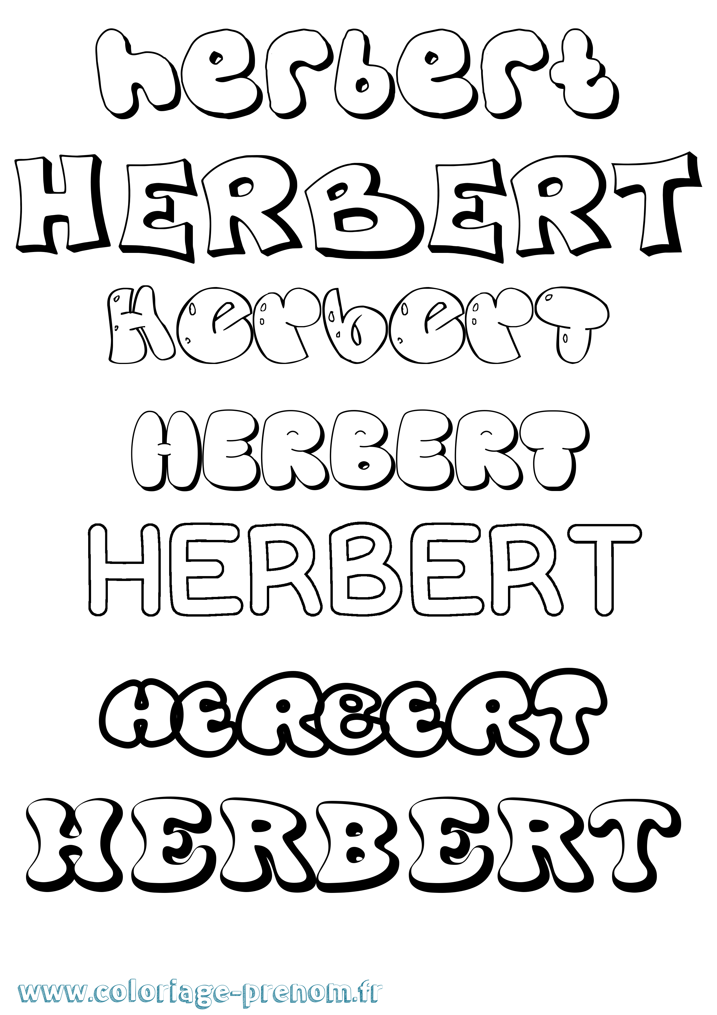 Coloriage Herbert Bubble Coloriage prénom Herbert Bubble