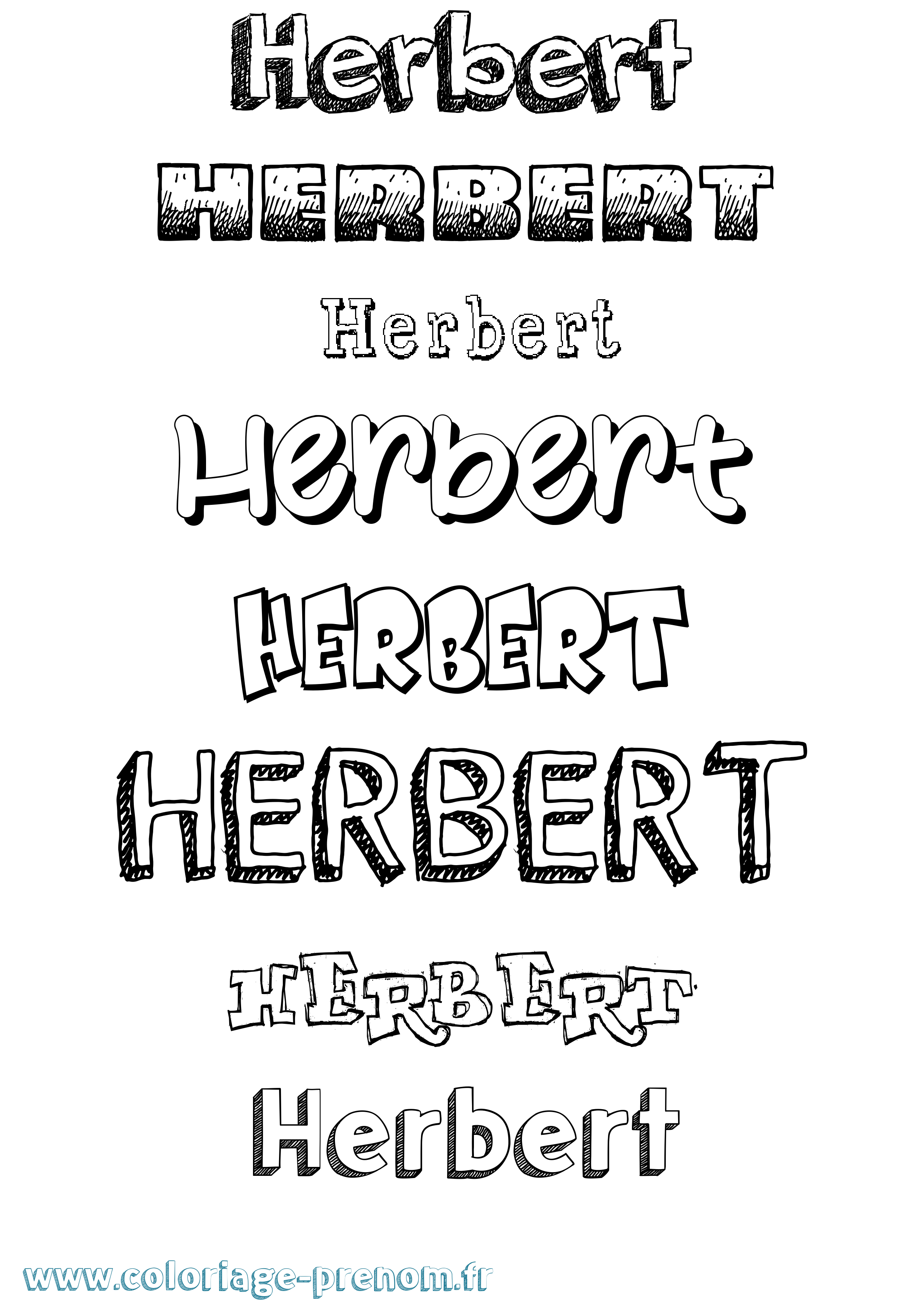 Coloriage Herbert Dessiné Coloriage prénom Herbert Dessiné