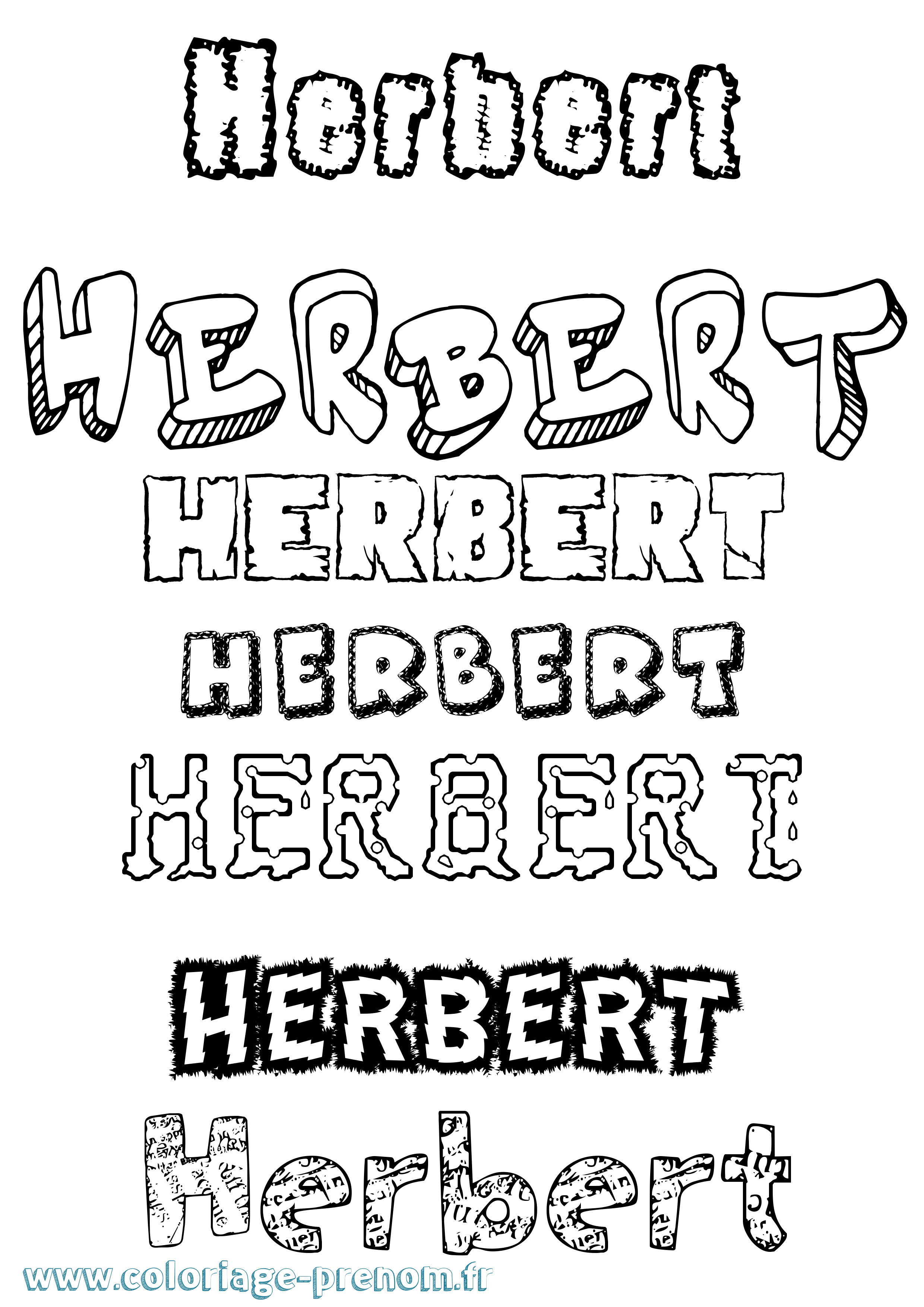 Coloriage Herbert Destructuré Coloriage prénom Herbert Destructuré