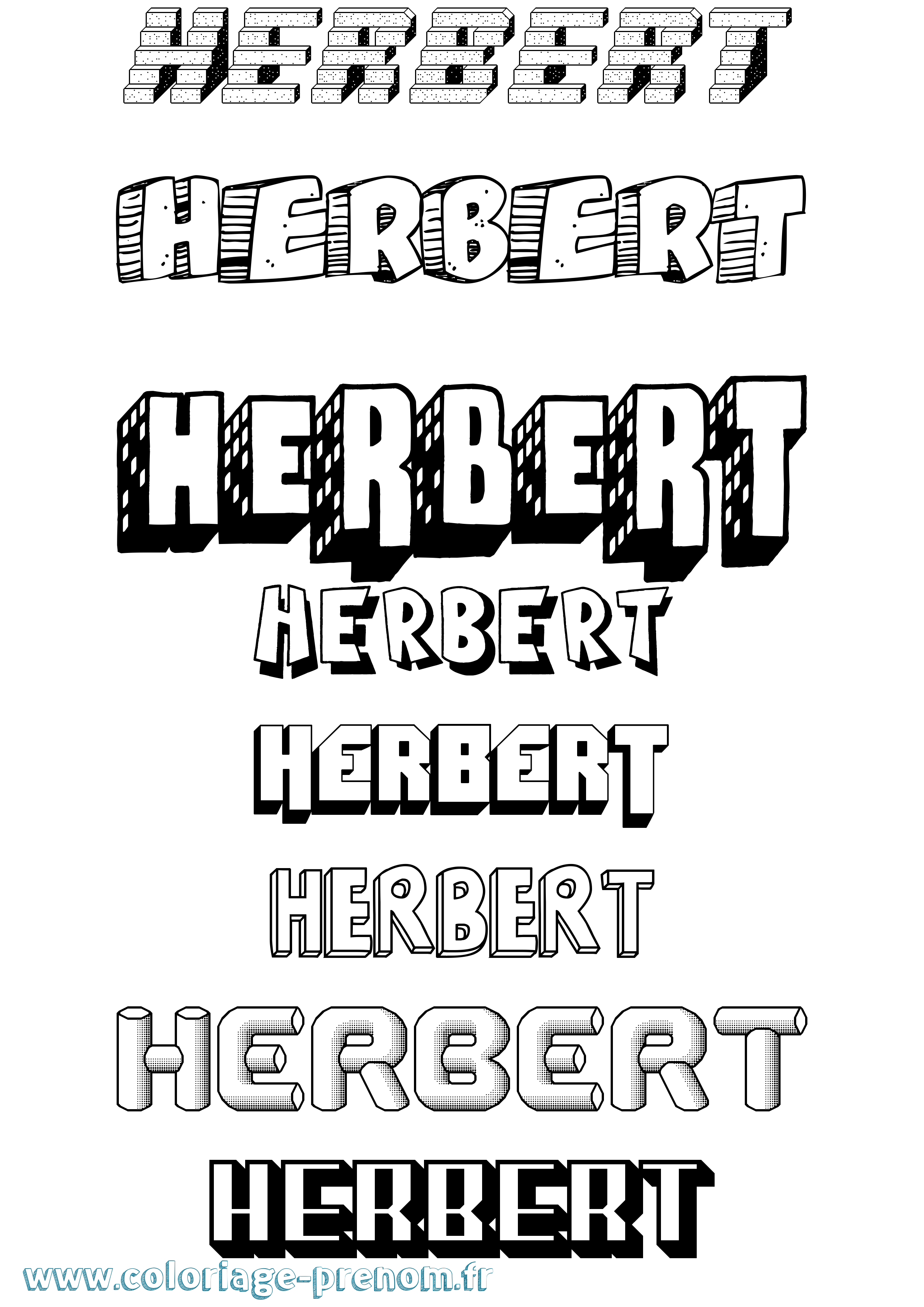 Coloriage Herbert Effet 3D Coloriage prénom Herbert Effet 3D