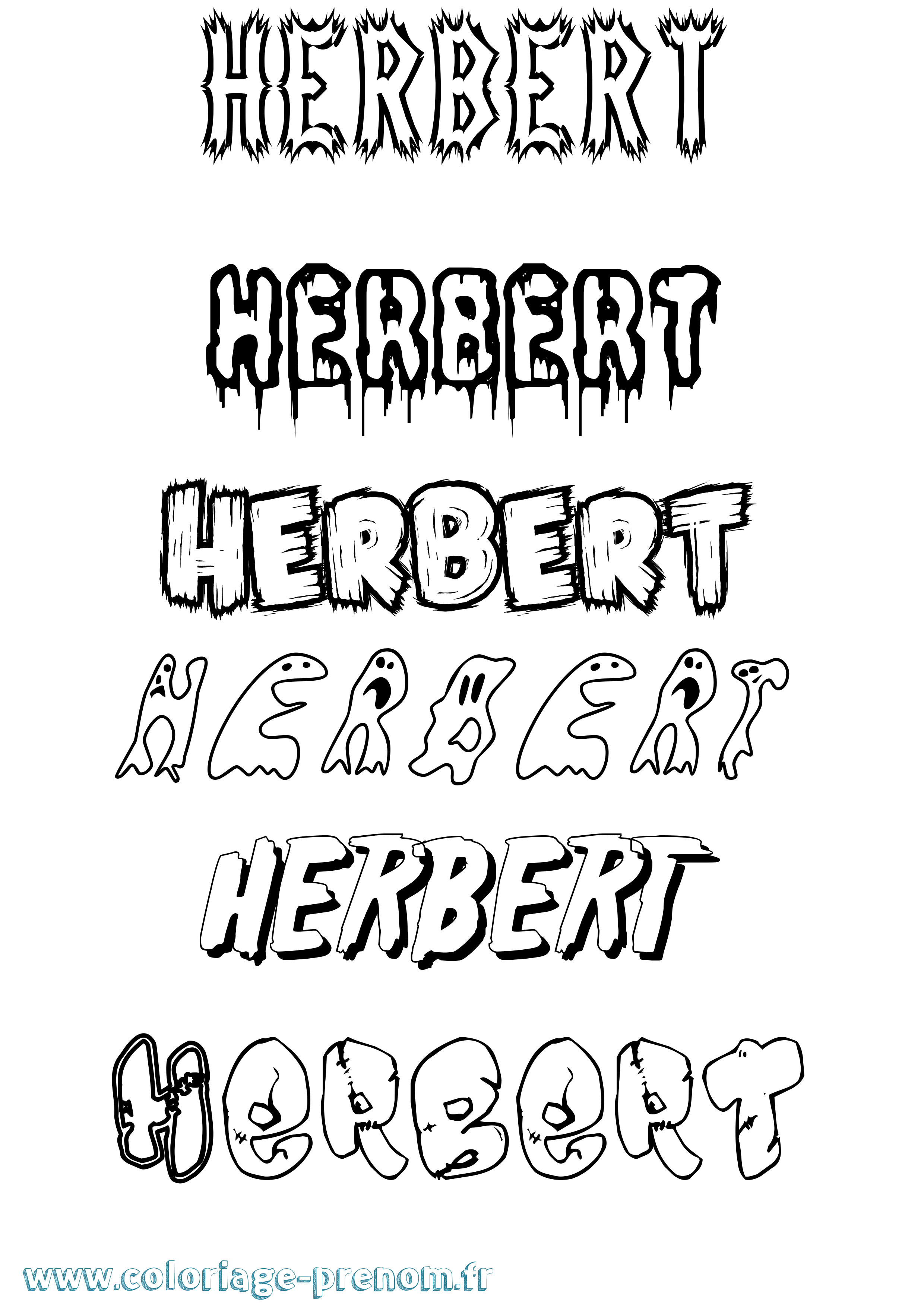 Coloriage Herbert Frisson Coloriage prénom Herbert Frisson