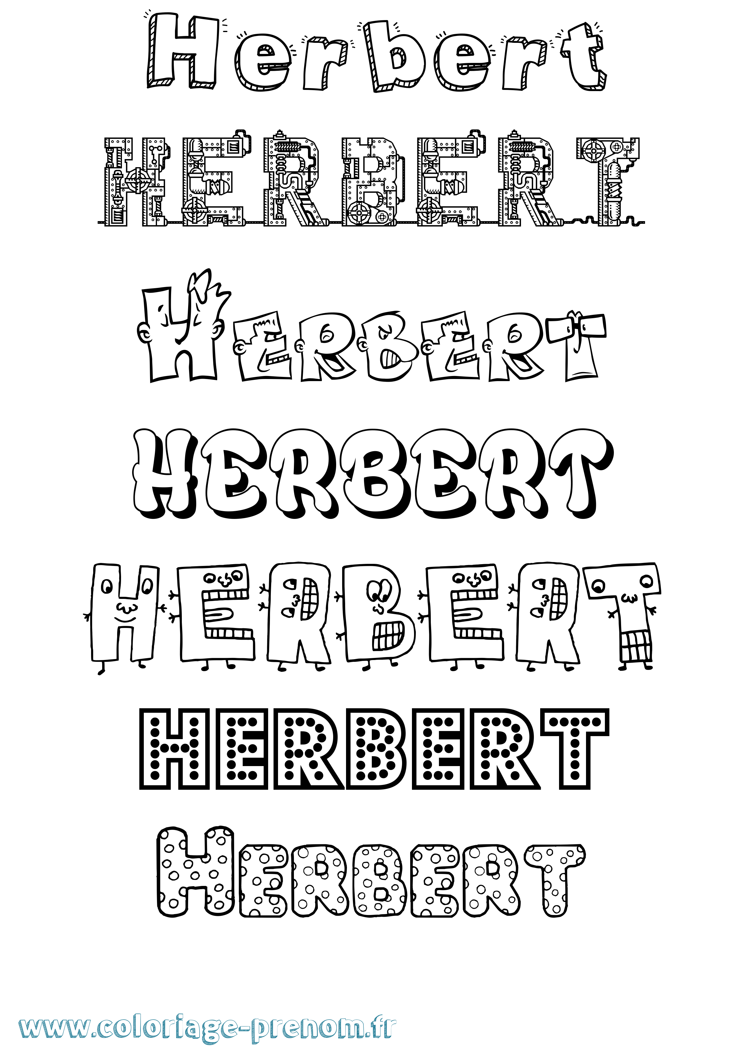 Coloriage Herbert Fun Coloriage prénom Herbert Fun