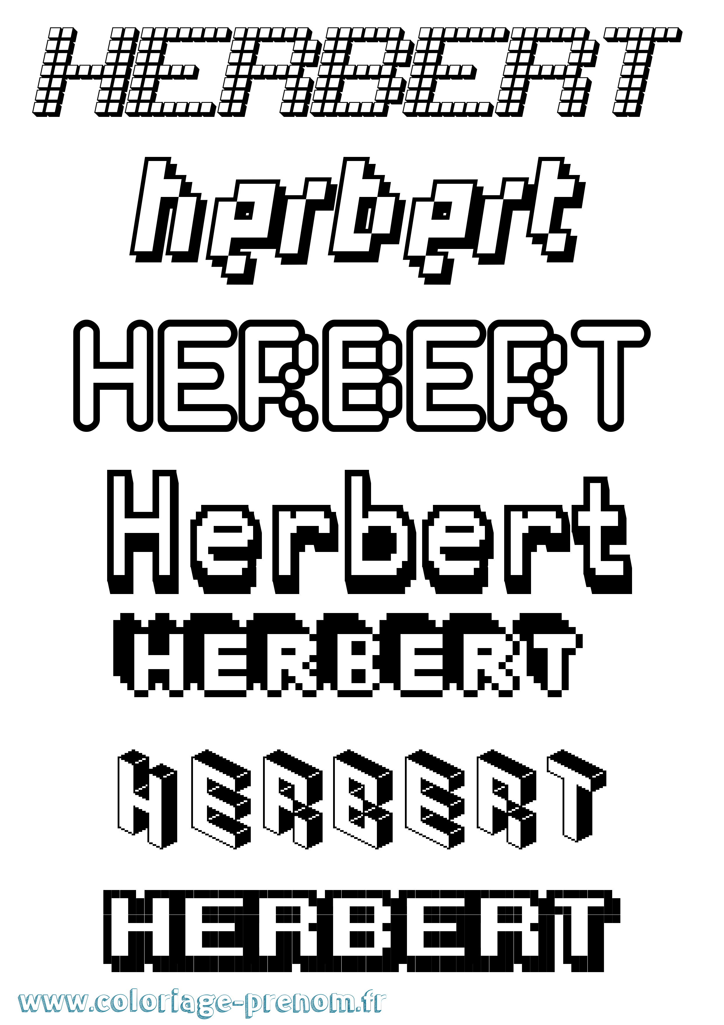 Coloriage Herbert Pixel Coloriage prénom Herbert Pixel