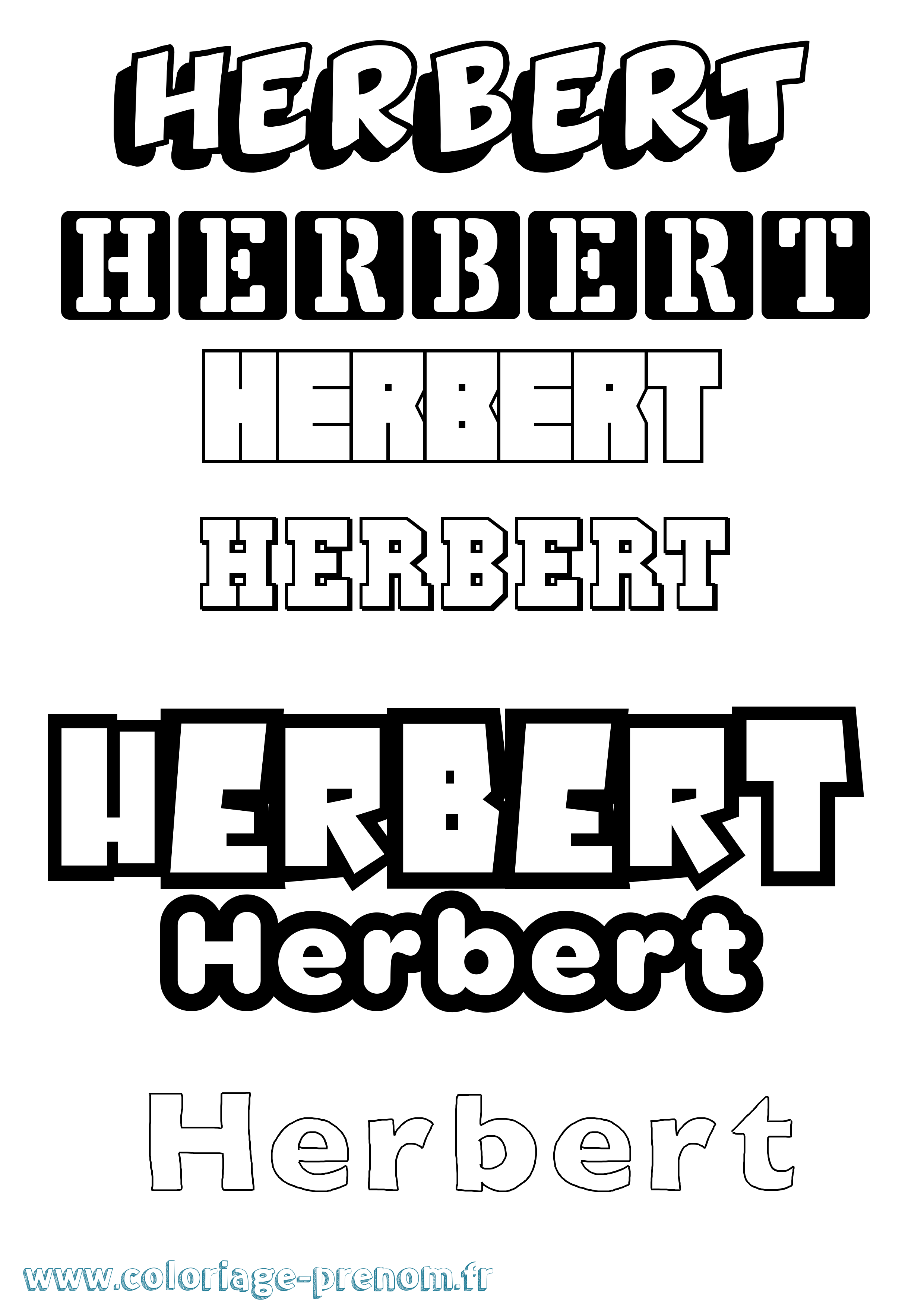 Coloriage Herbert Simple Coloriage prénom Herbert Simple