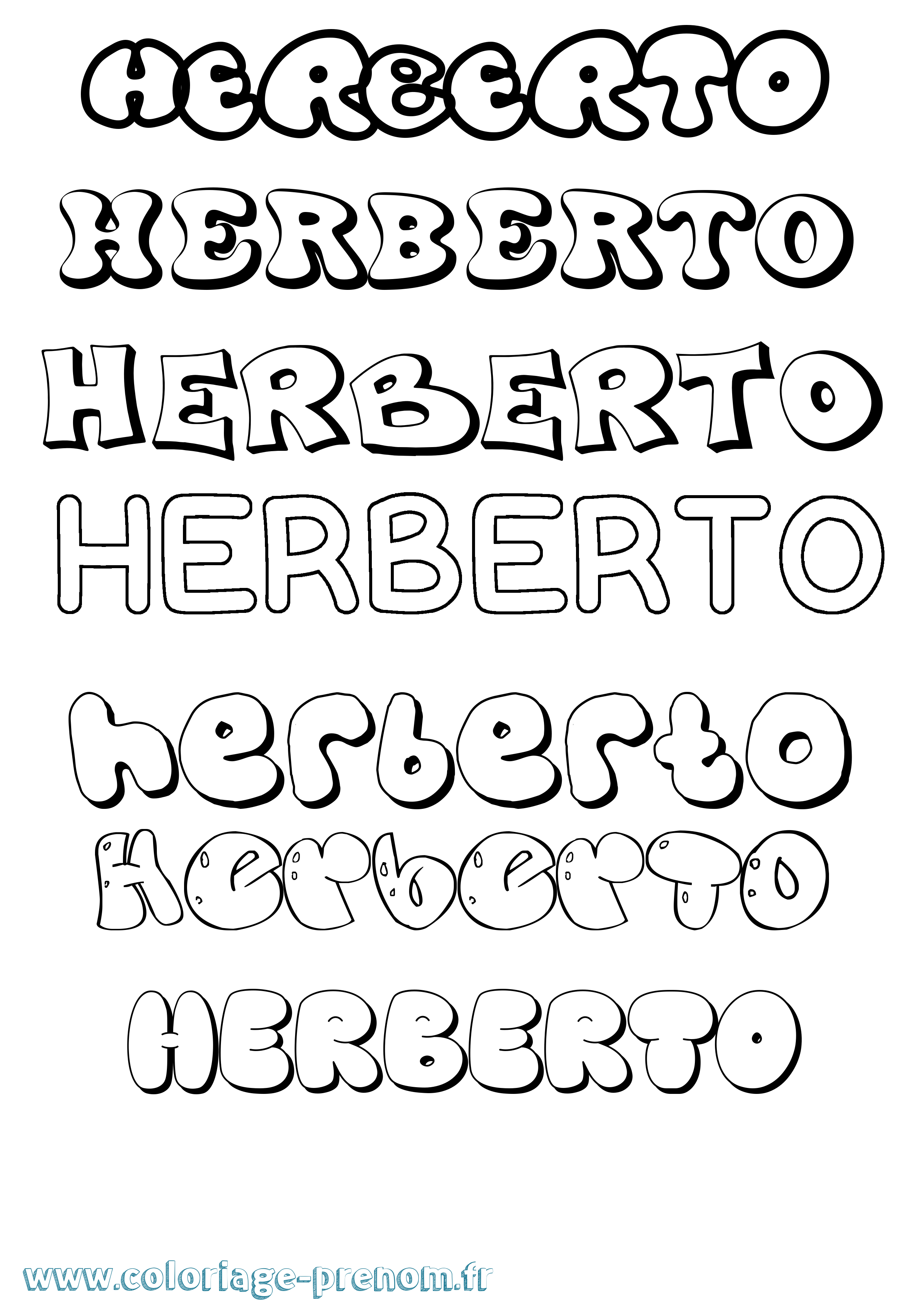 Coloriage Herberto Bubble Coloriage prénom Herberto Bubble