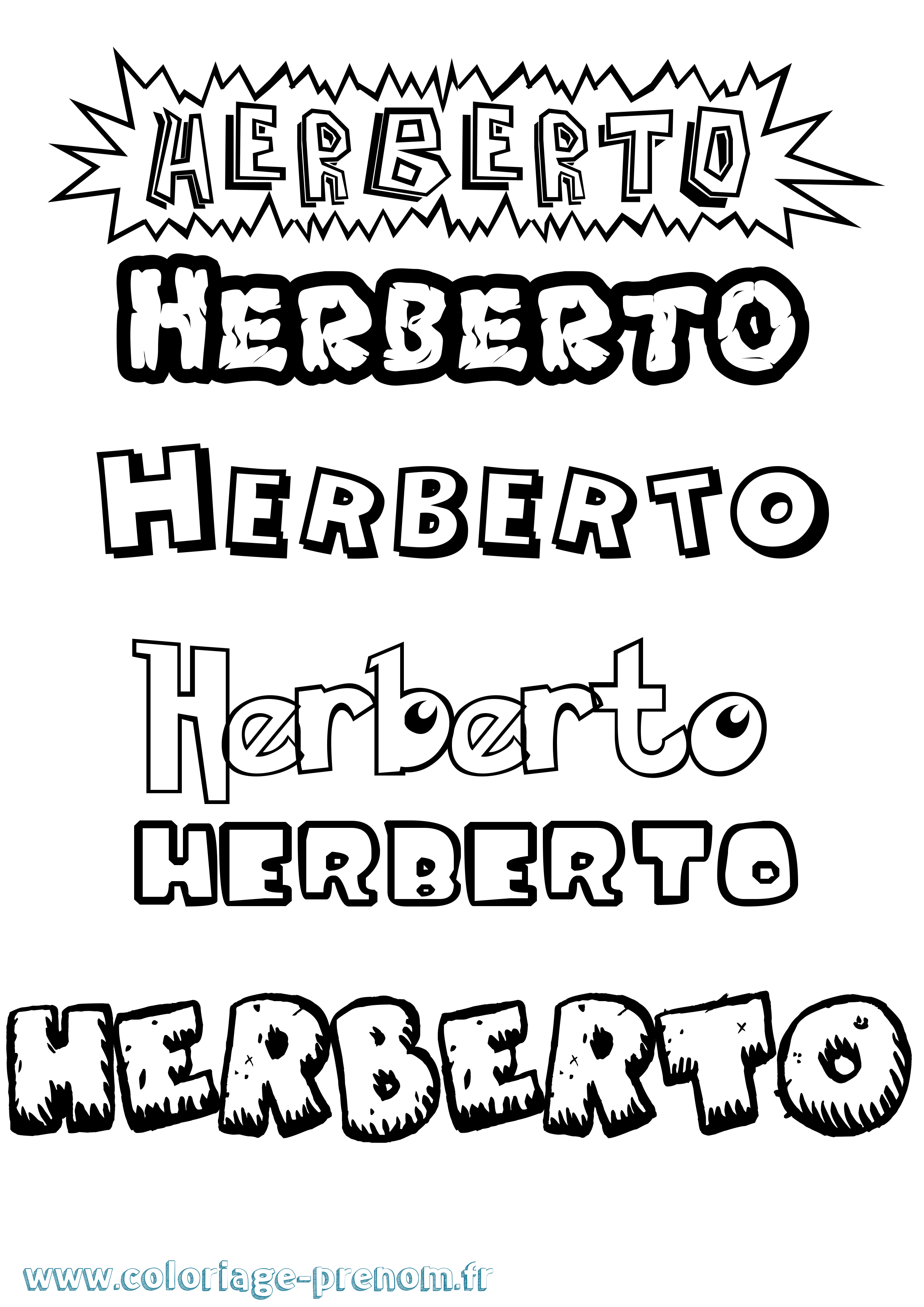 Coloriage Herberto Dessin Animé Coloriage prénom Herberto Dessin Animé