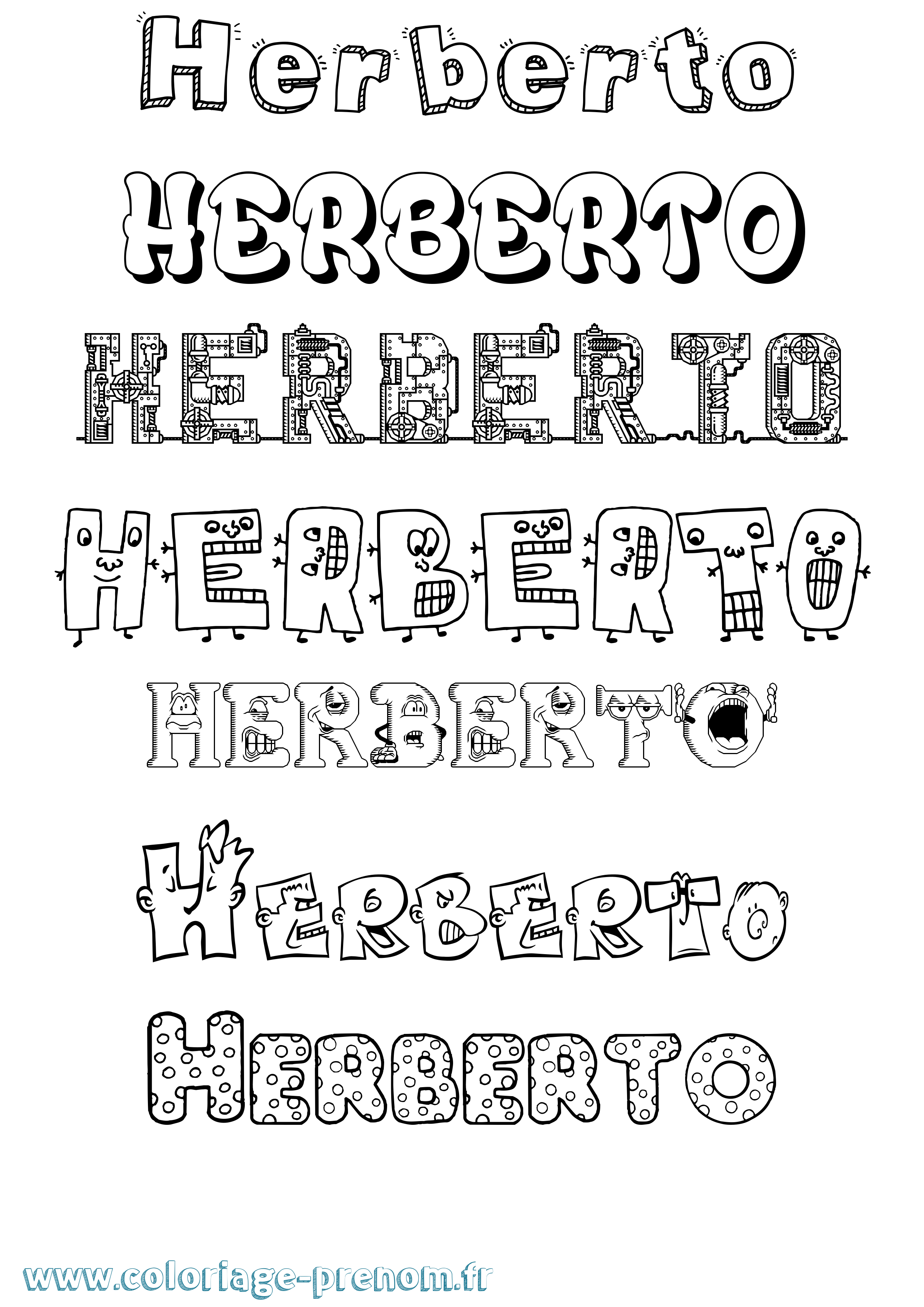 Coloriage Herberto Fun Coloriage prénom Herberto Fun