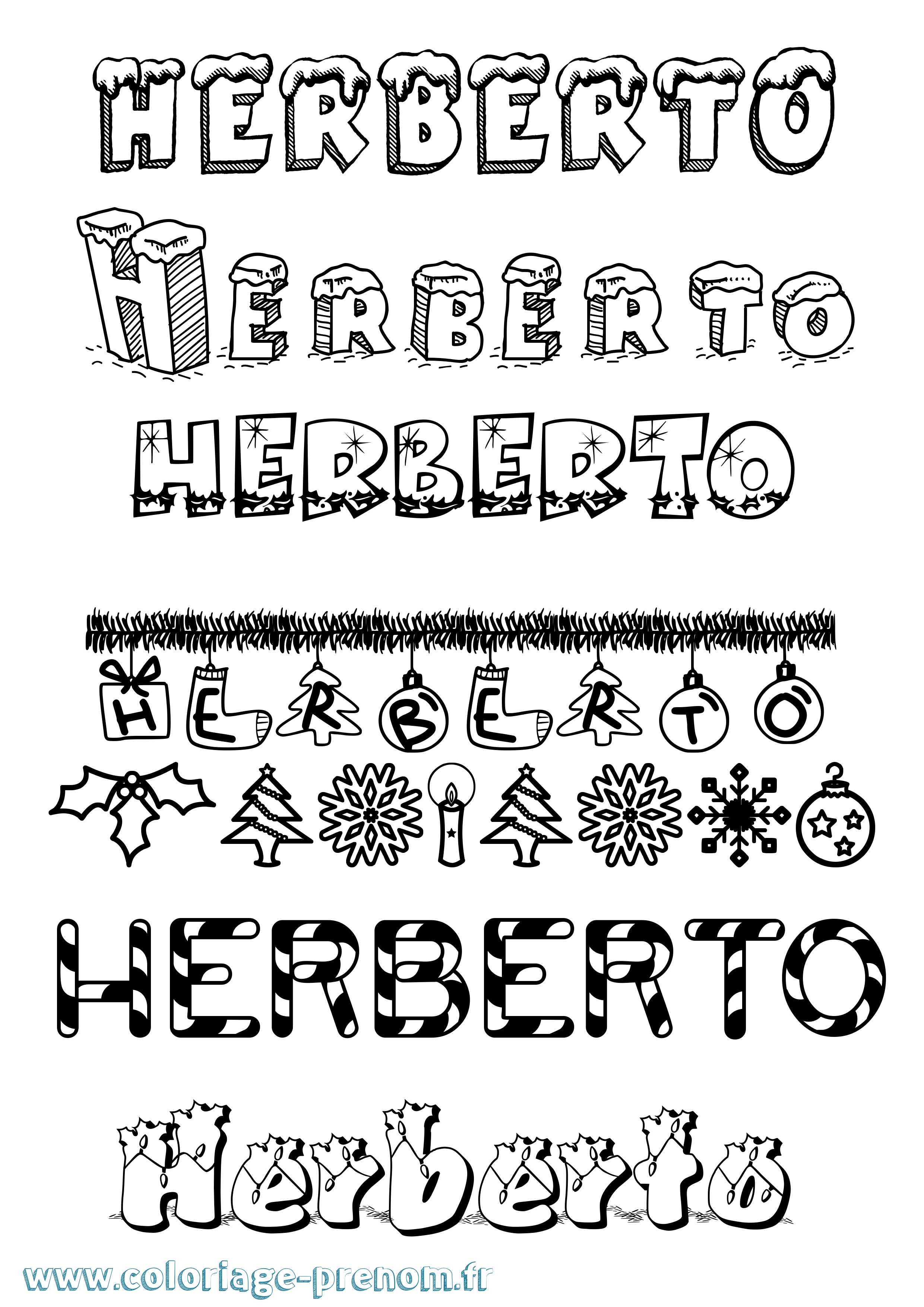 Coloriage Herberto Noël Coloriage prénom Herberto Noël