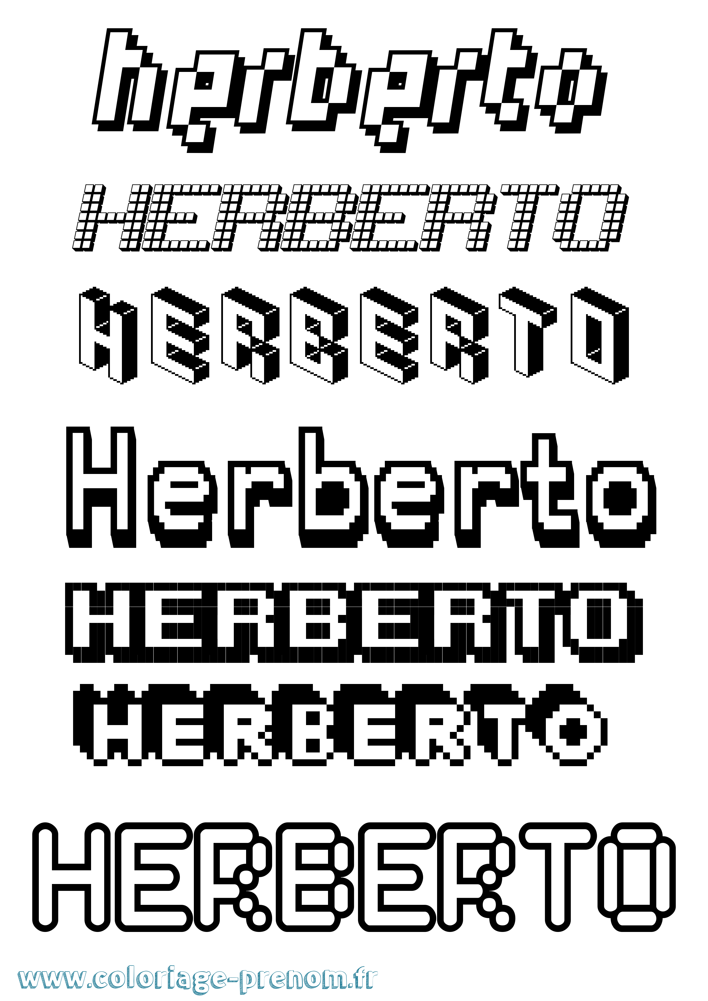 Coloriage Herberto Pixel Coloriage prénom Herberto Pixel