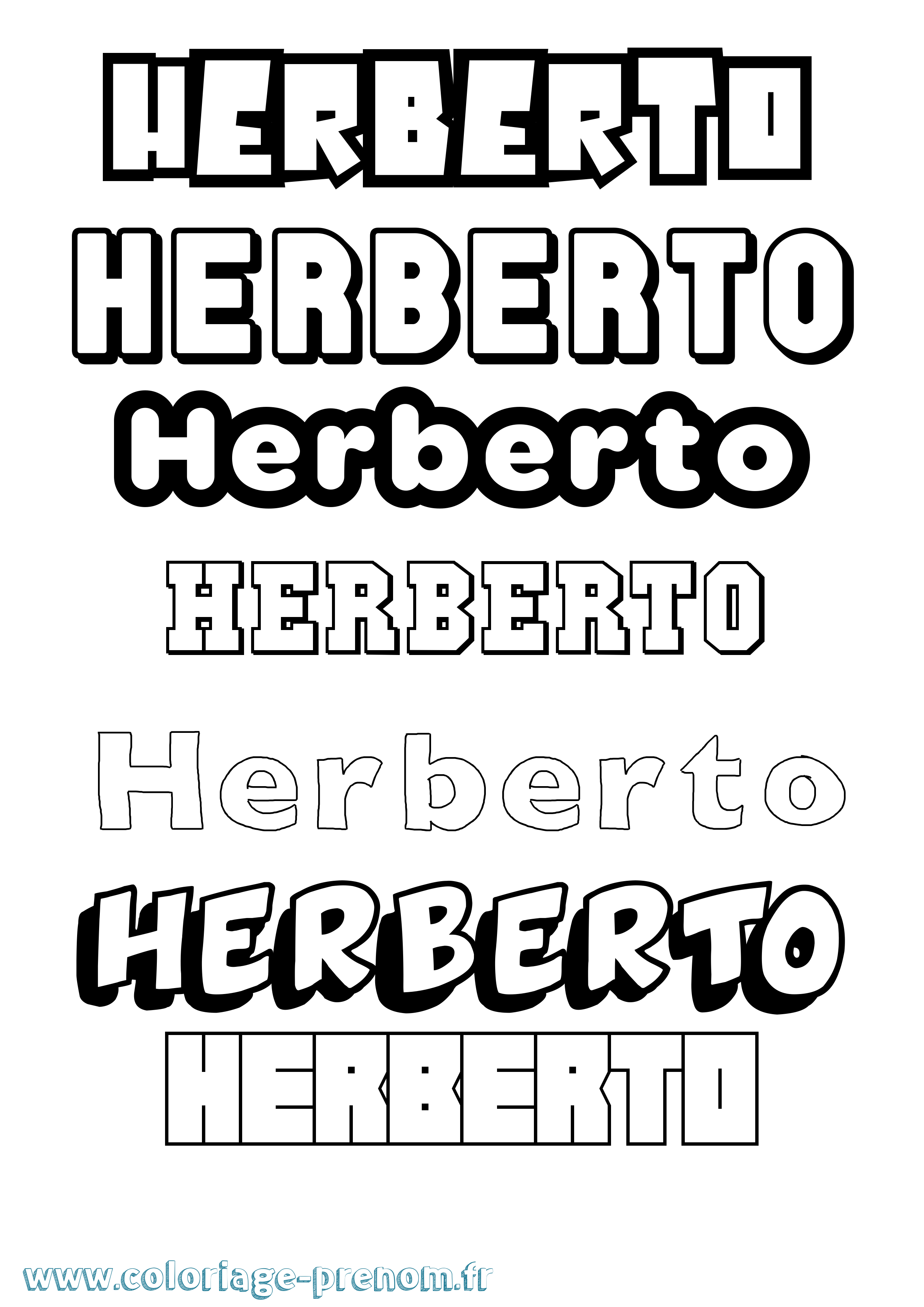 Coloriage Herberto Simple Coloriage prénom Herberto Simple