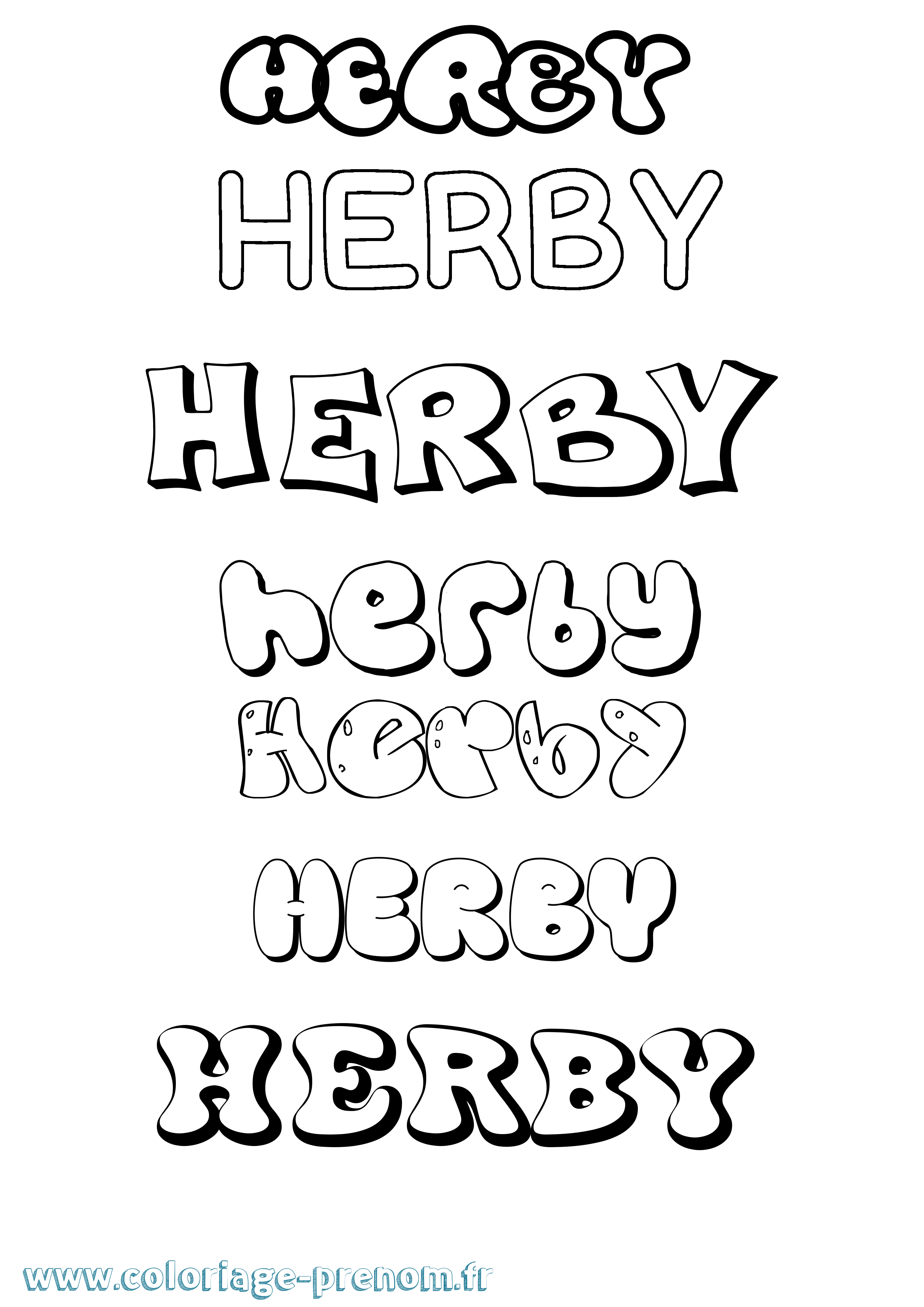 Coloriage Herby Bubble Coloriage prénom Herby Bubble
