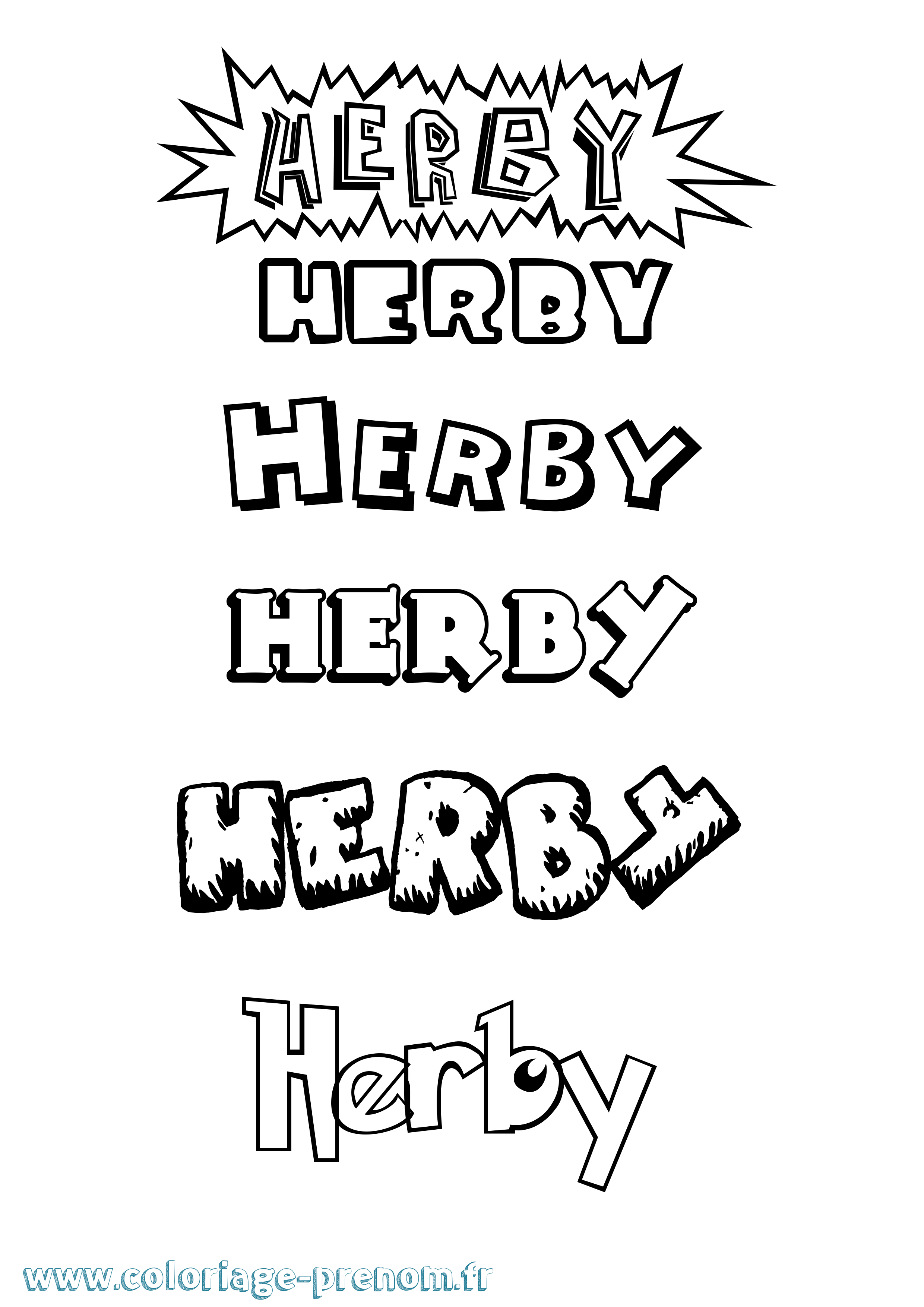 Coloriage Herby Dessin Animé Coloriage prénom Herby Dessin Animé