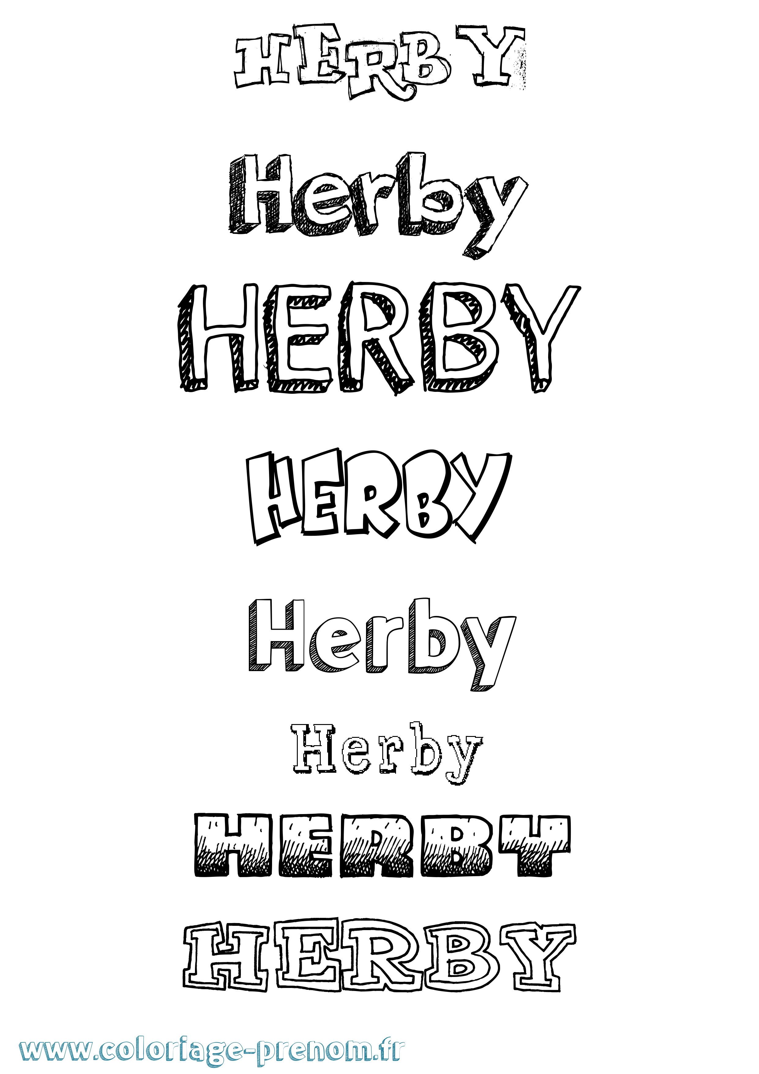 Coloriage Herby Dessiné Coloriage prénom Herby Dessiné