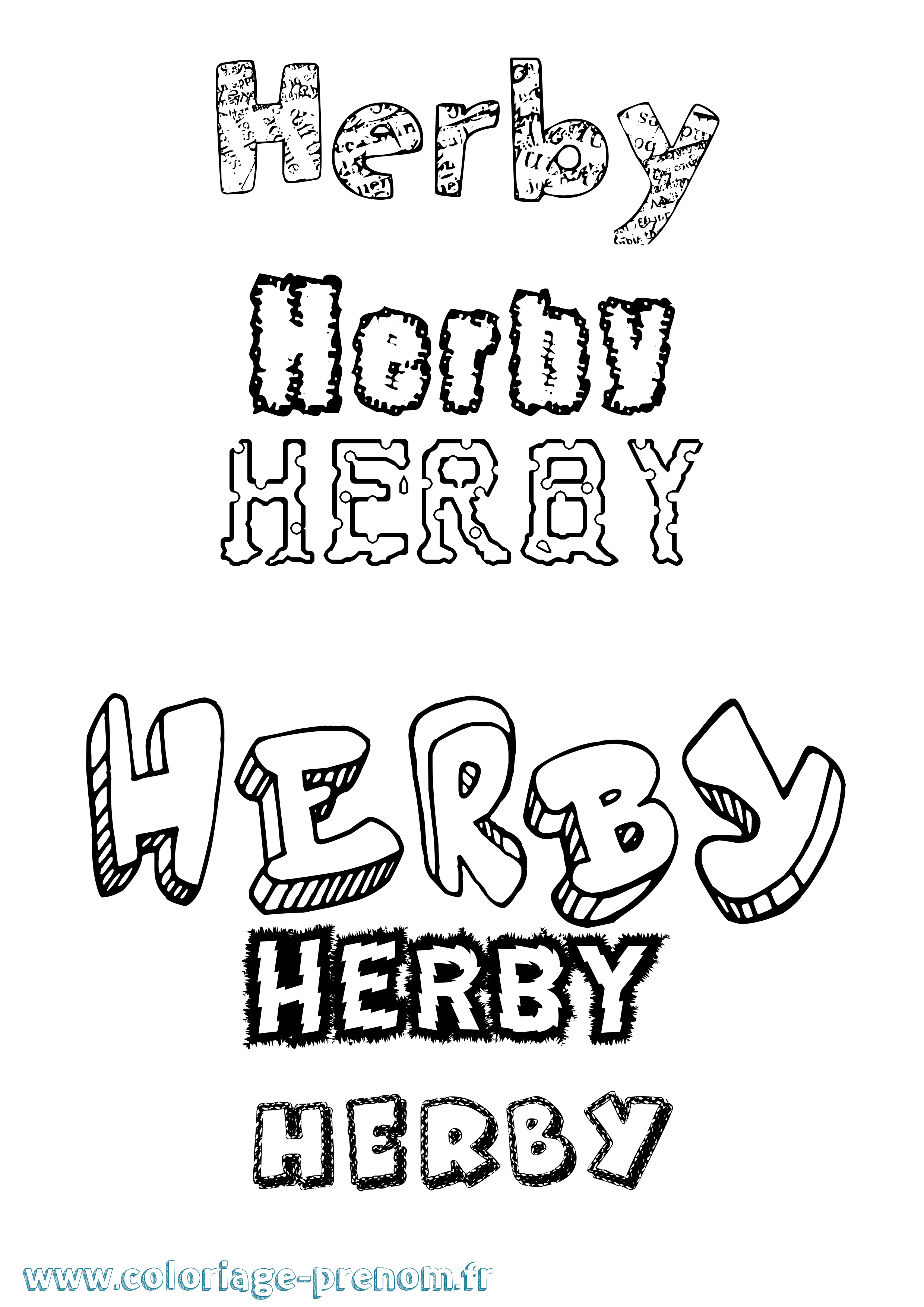 Coloriage Herby Destructuré Coloriage prénom Herby Destructuré