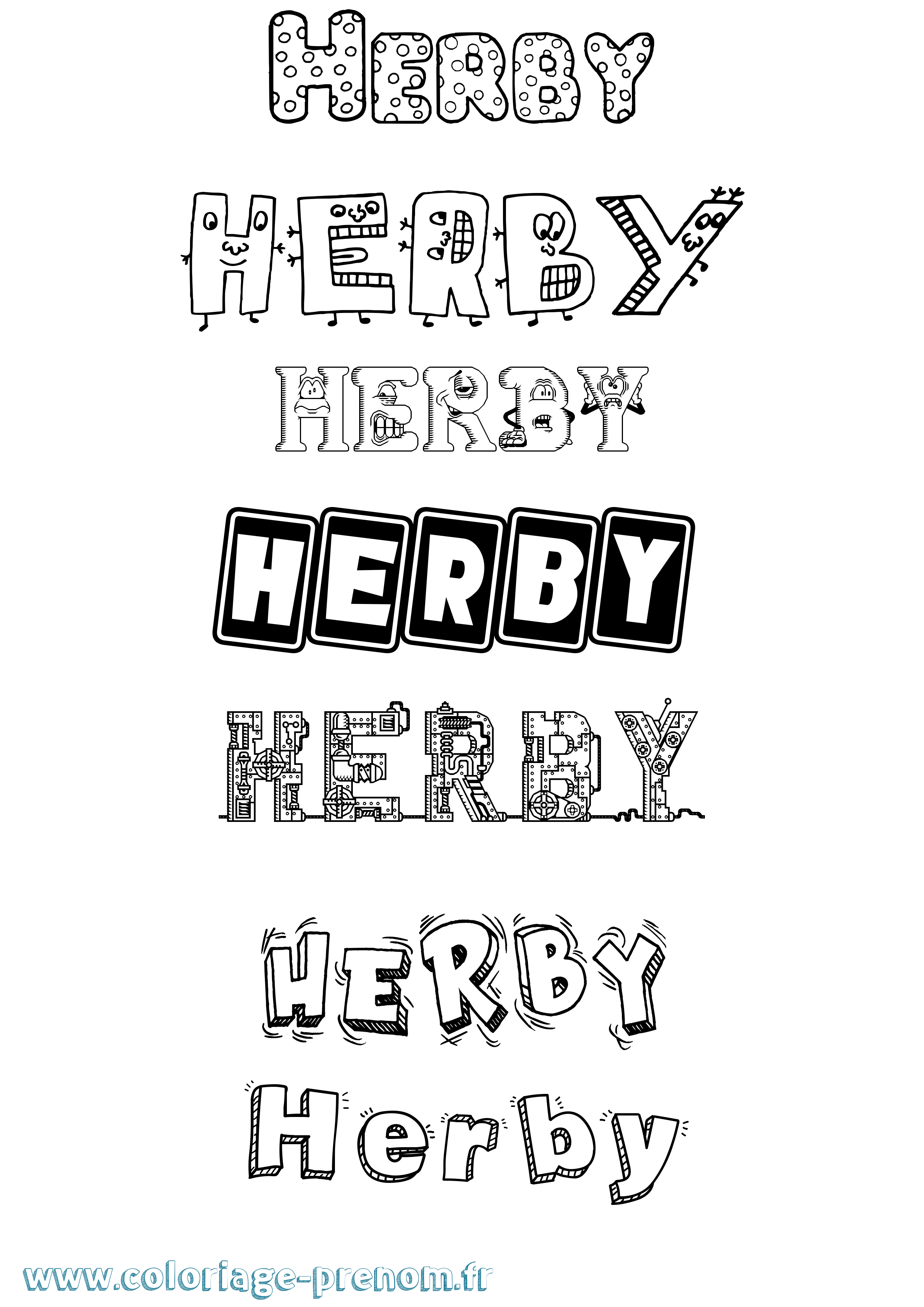 Coloriage Herby Fun Coloriage prénom Herby Fun