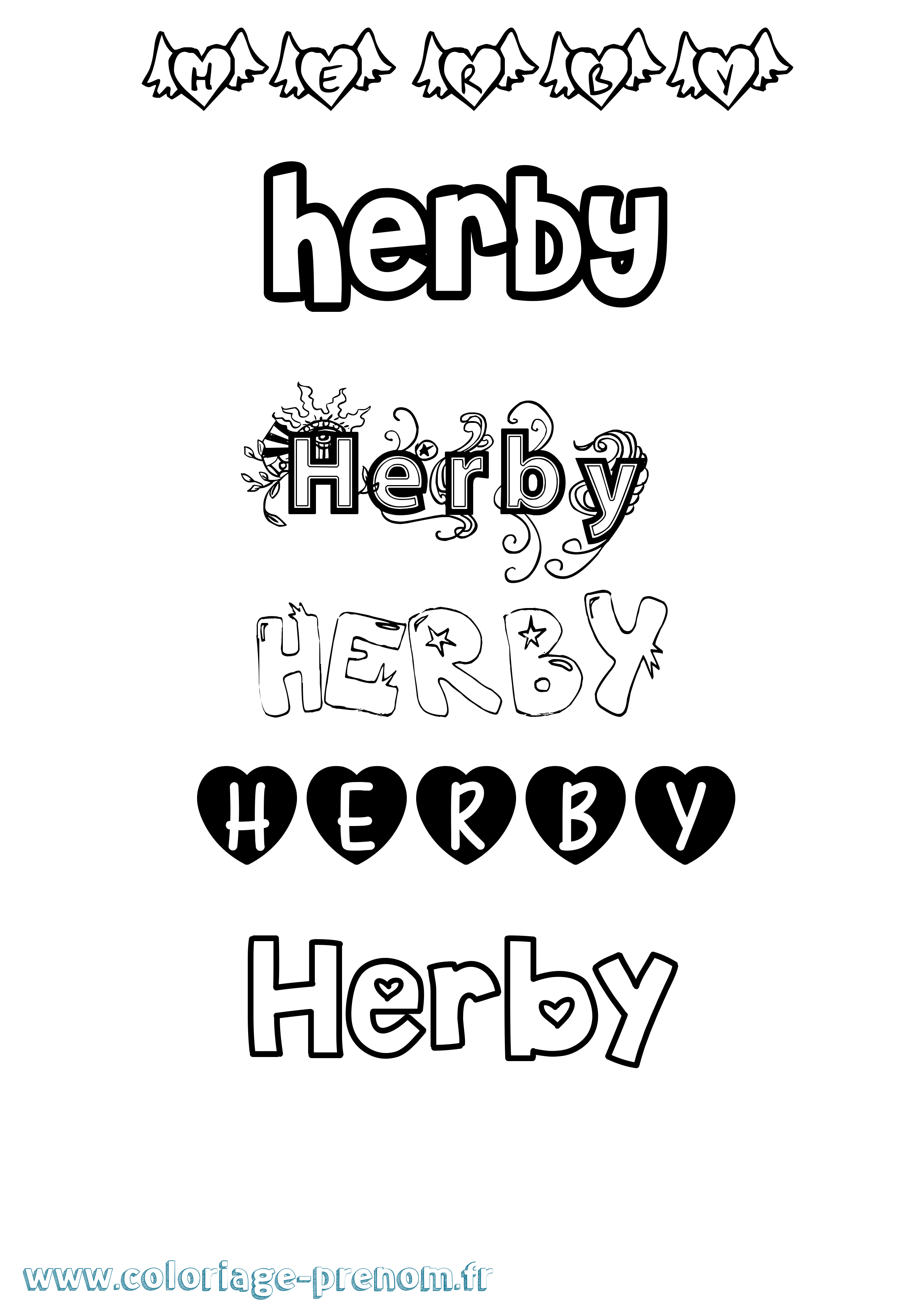 Coloriage Herby Girly Coloriage prénom Herby Girly