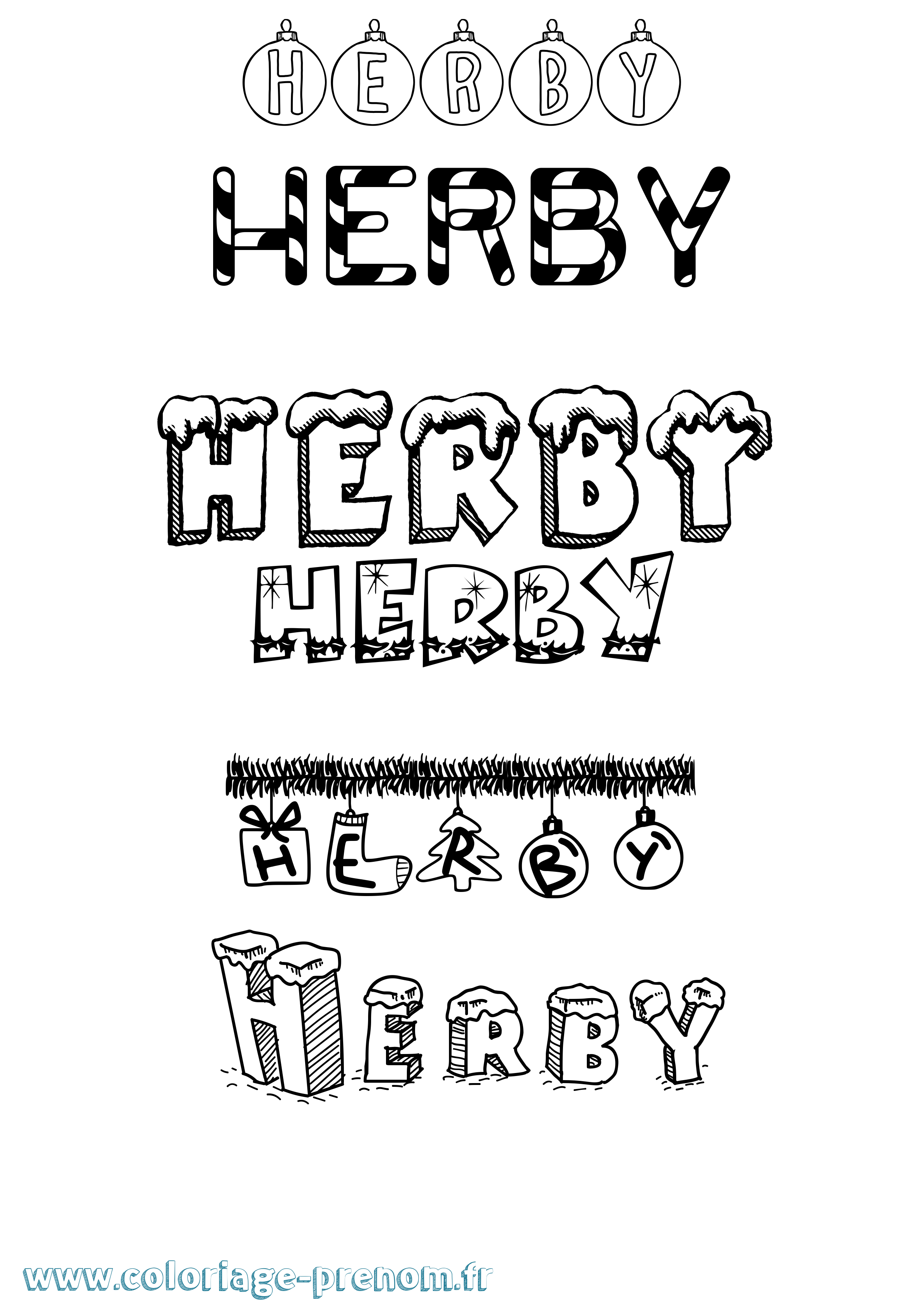 Coloriage Herby Noël Coloriage prénom Herby Noël