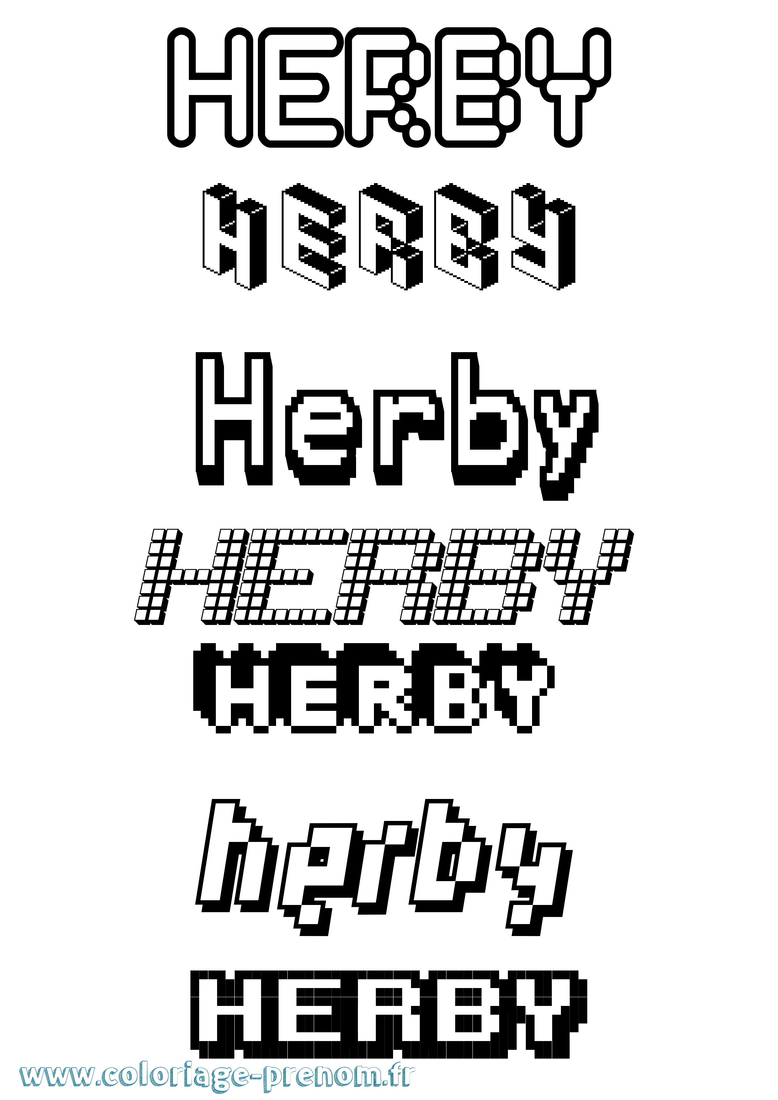Coloriage Herby Pixel Coloriage prénom Herby Pixel