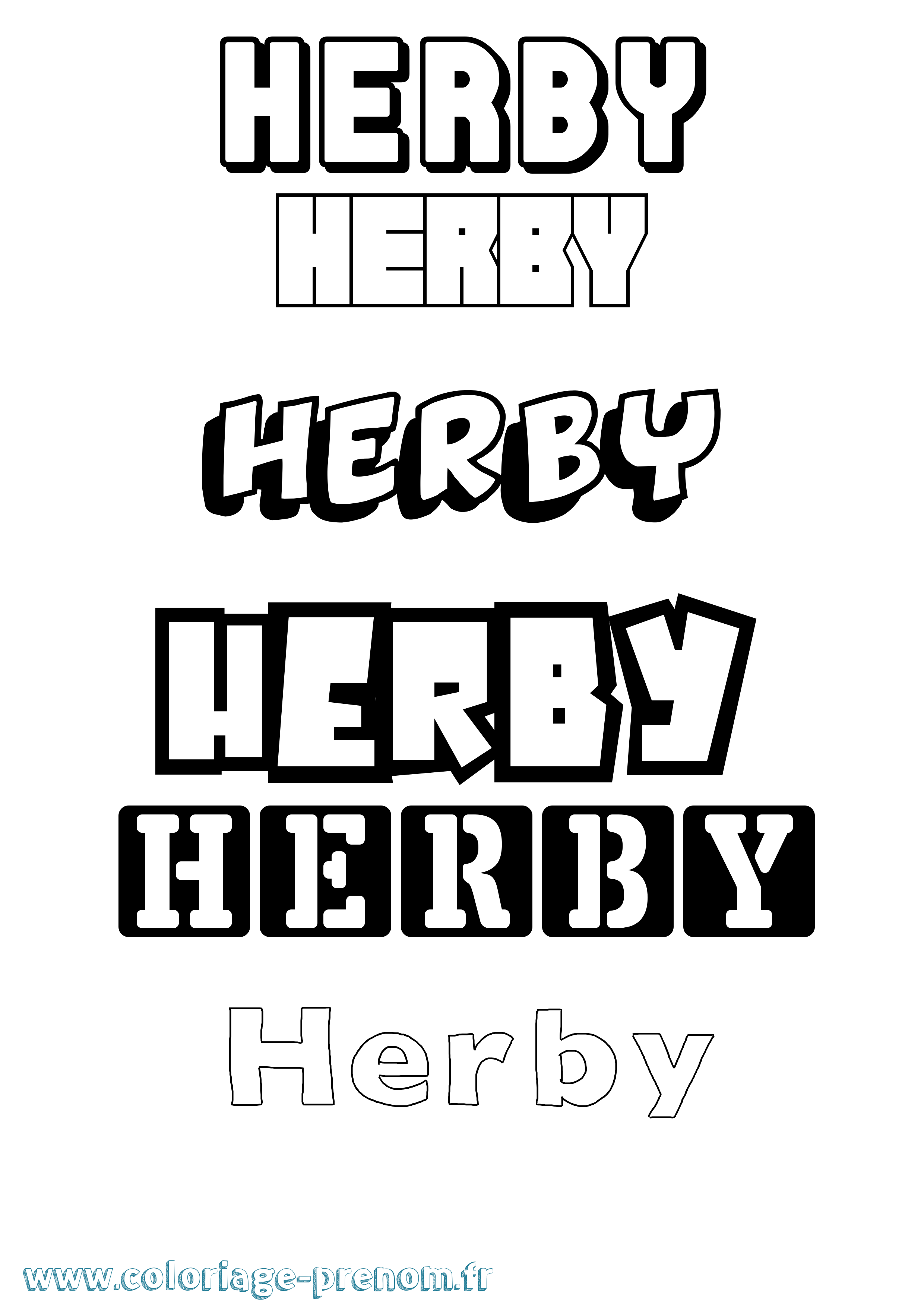Coloriage Herby Simple Coloriage prénom Herby Simple