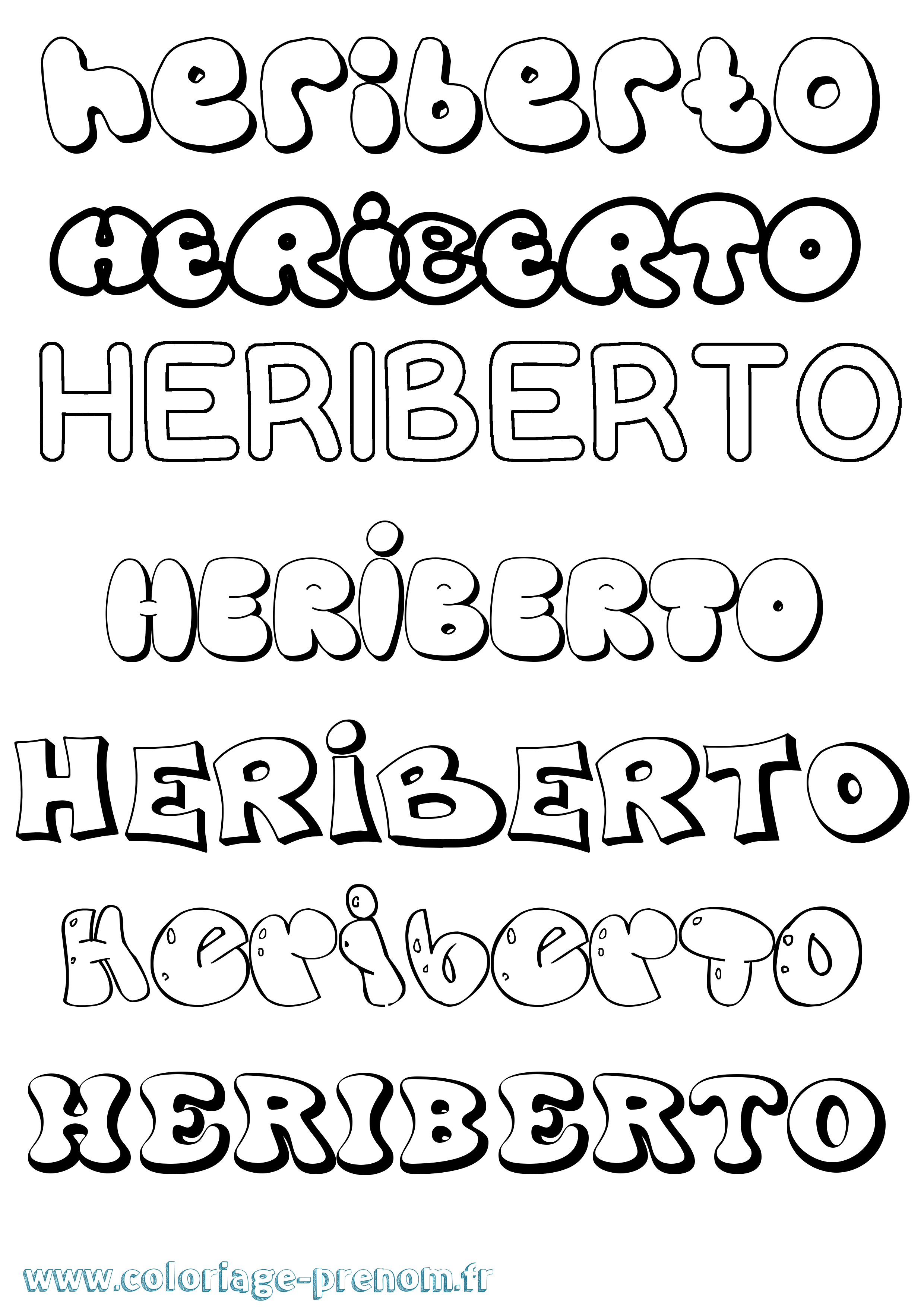 Coloriage Heriberto Bubble Coloriage prénom Heriberto Bubble