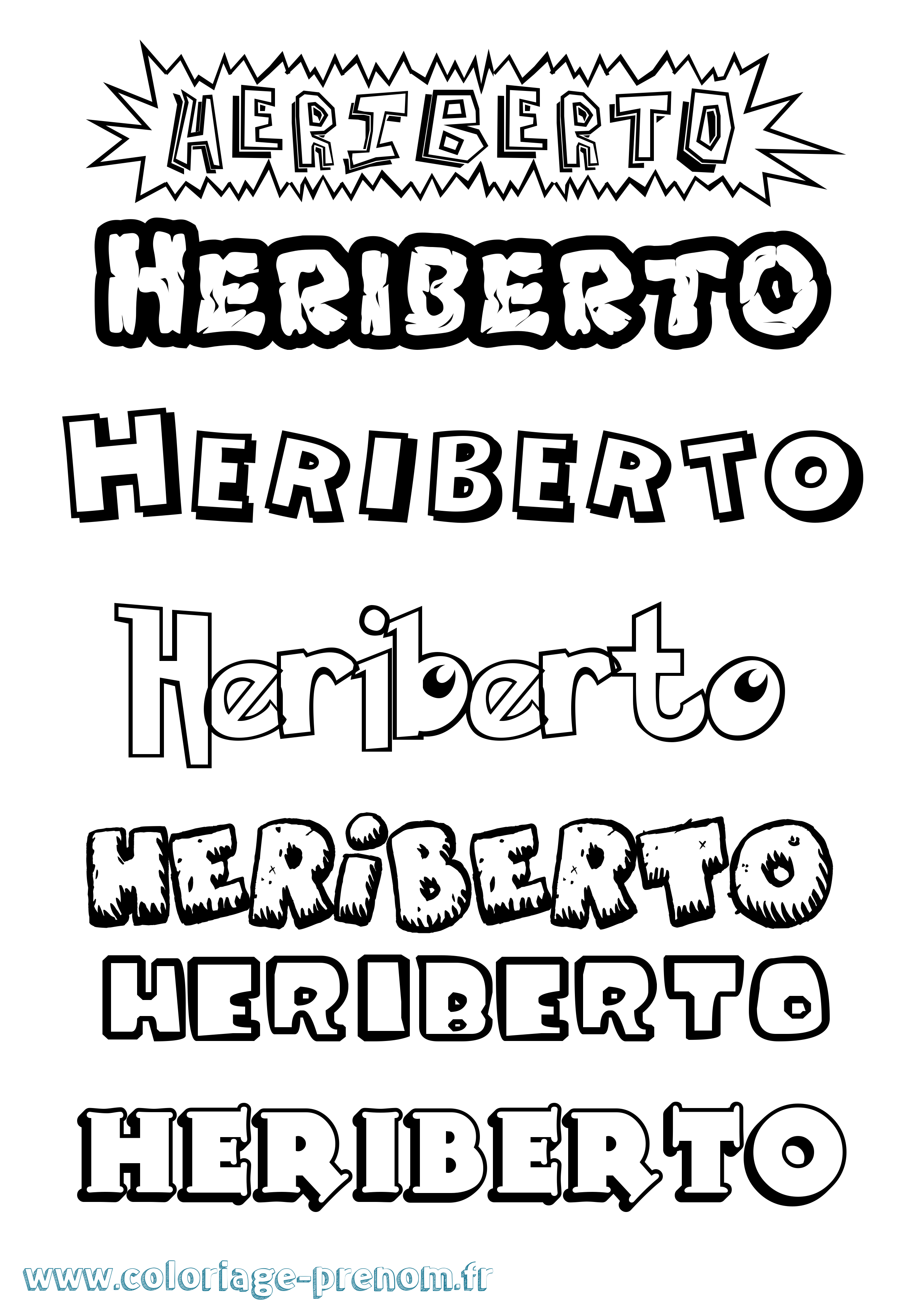 Coloriage Heriberto Dessin Animé Coloriage prénom Heriberto Dessin Animé