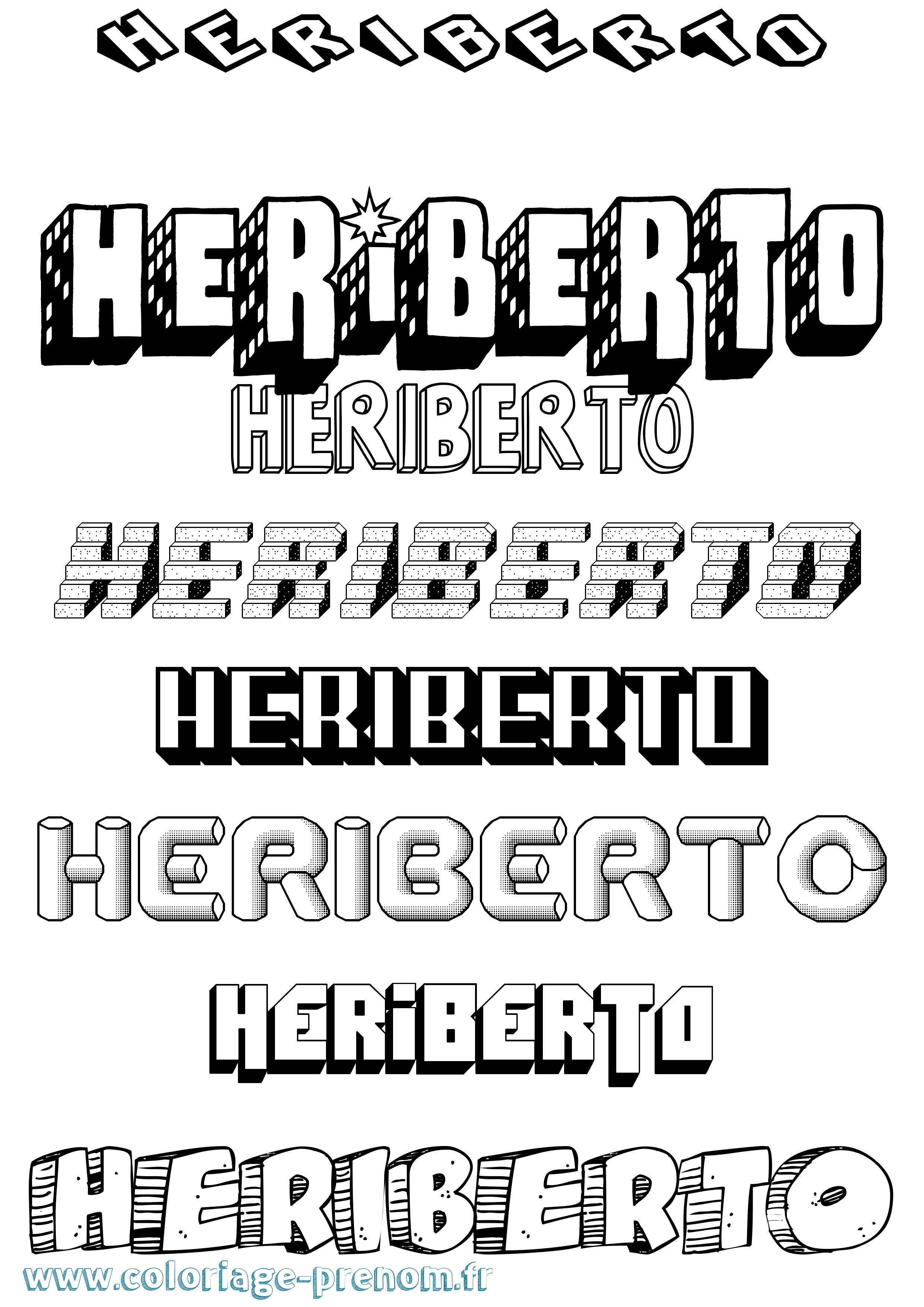 Coloriage Heriberto Effet 3D Coloriage prénom Heriberto Effet 3D
