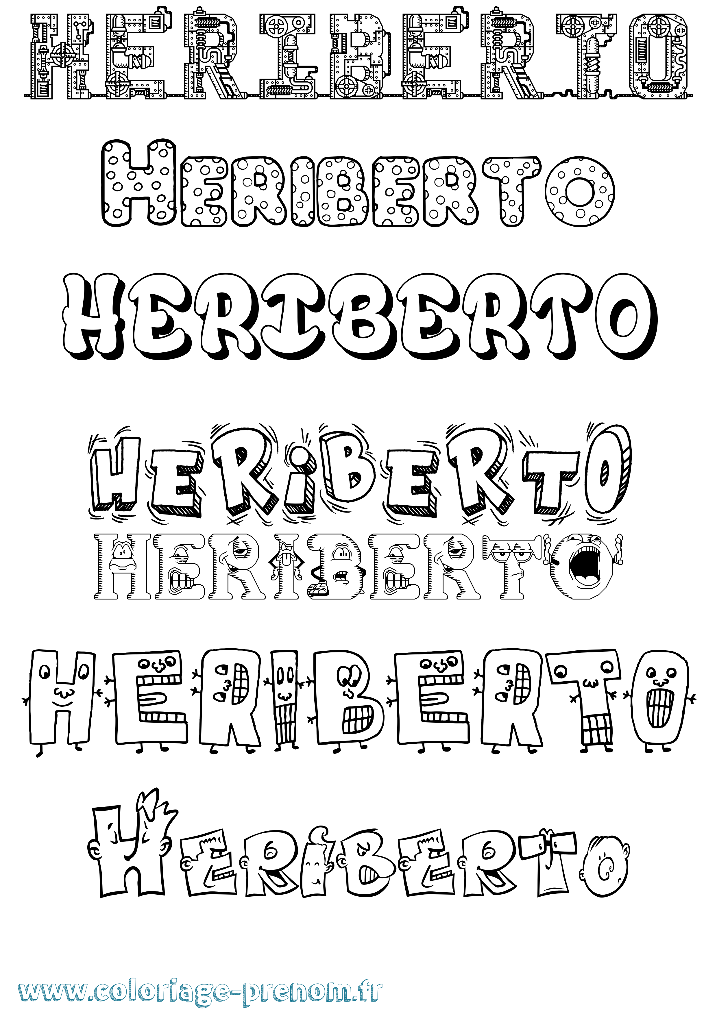 Coloriage Heriberto Fun Coloriage prénom Heriberto Fun